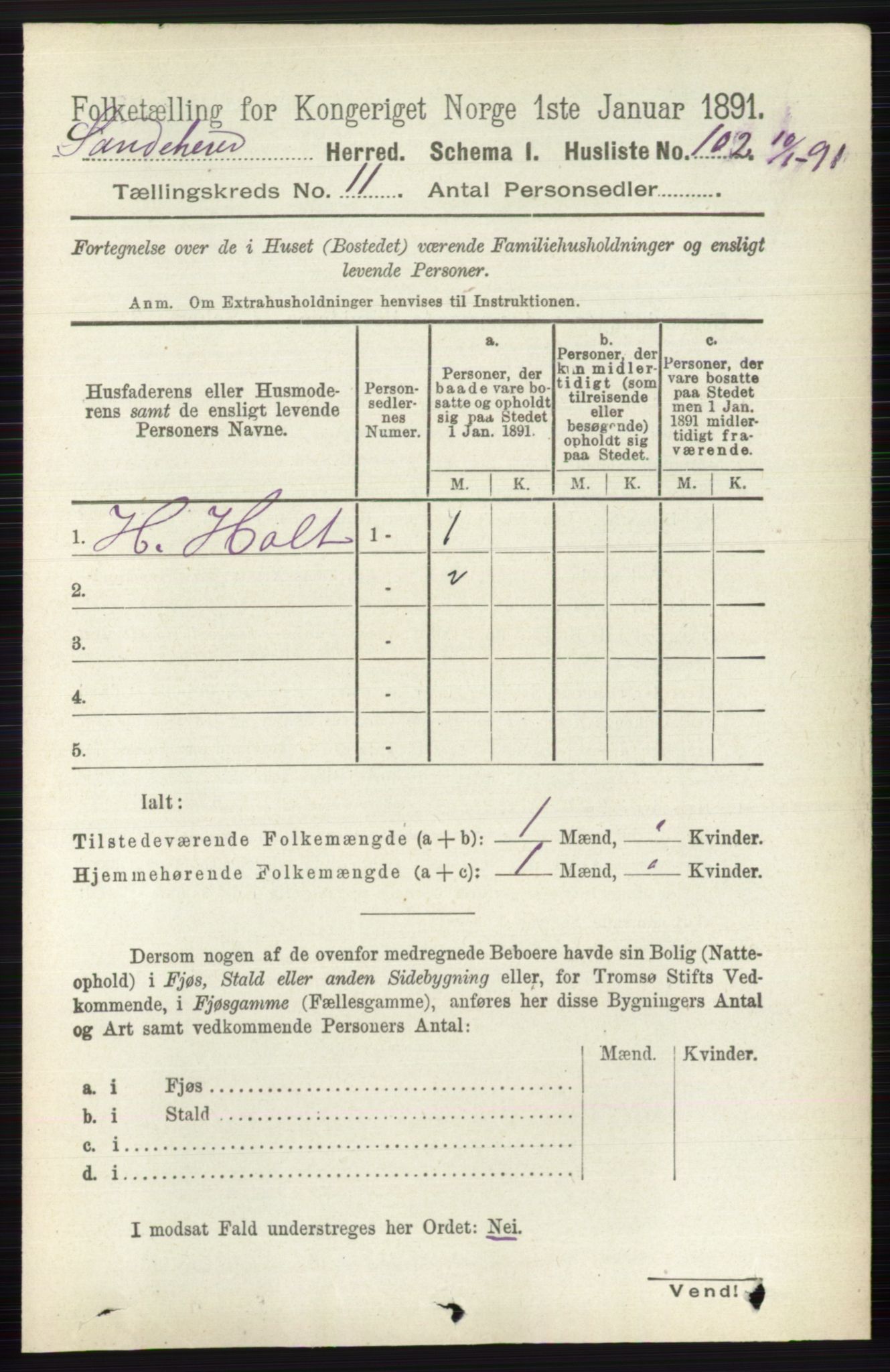 RA, 1891 census for 0724 Sandeherred, 1891, p. 6713