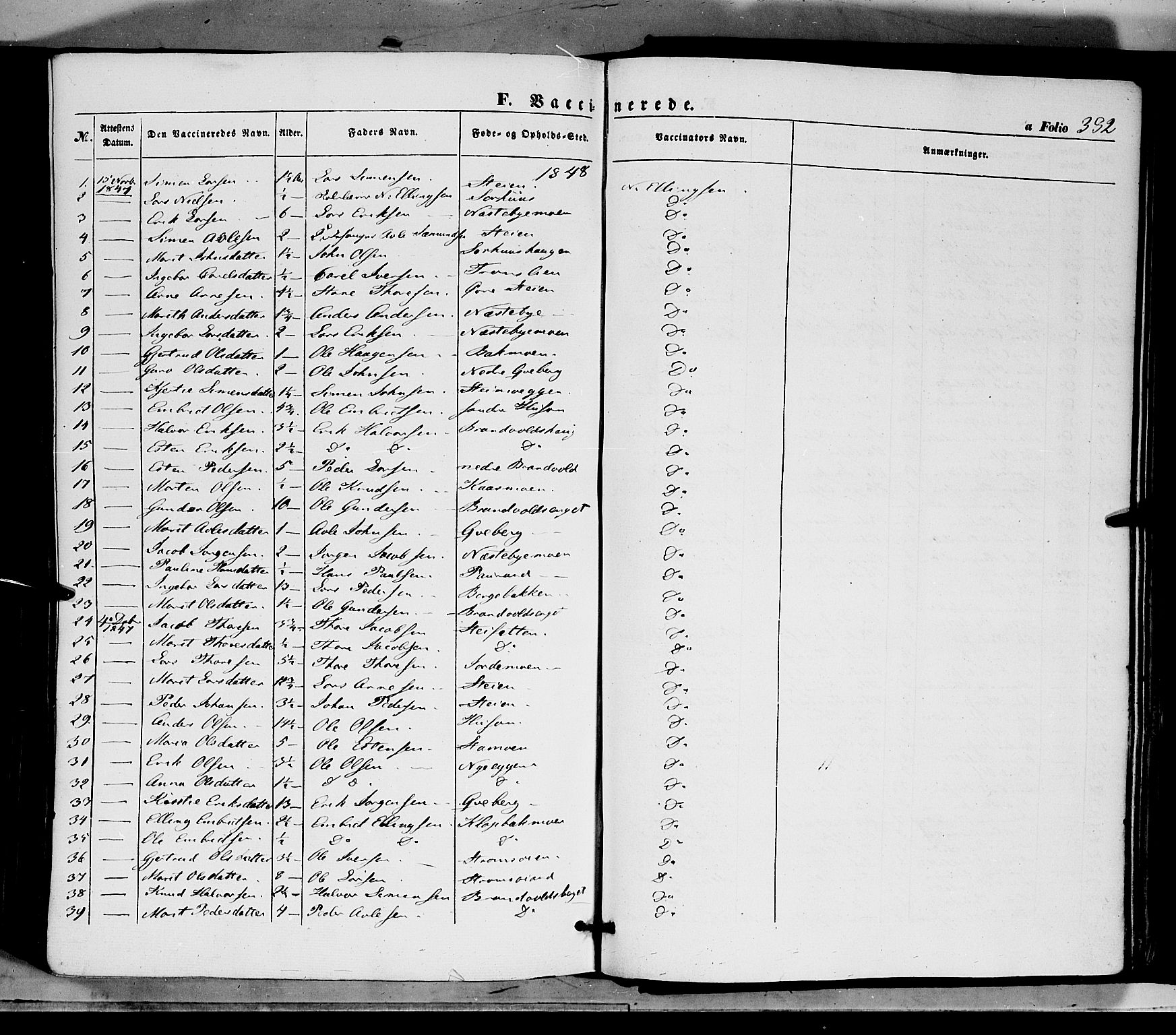 Tynset prestekontor, SAH/PREST-058/H/Ha/Haa/L0020: Parish register (official) no. 20, 1848-1862, p. 382