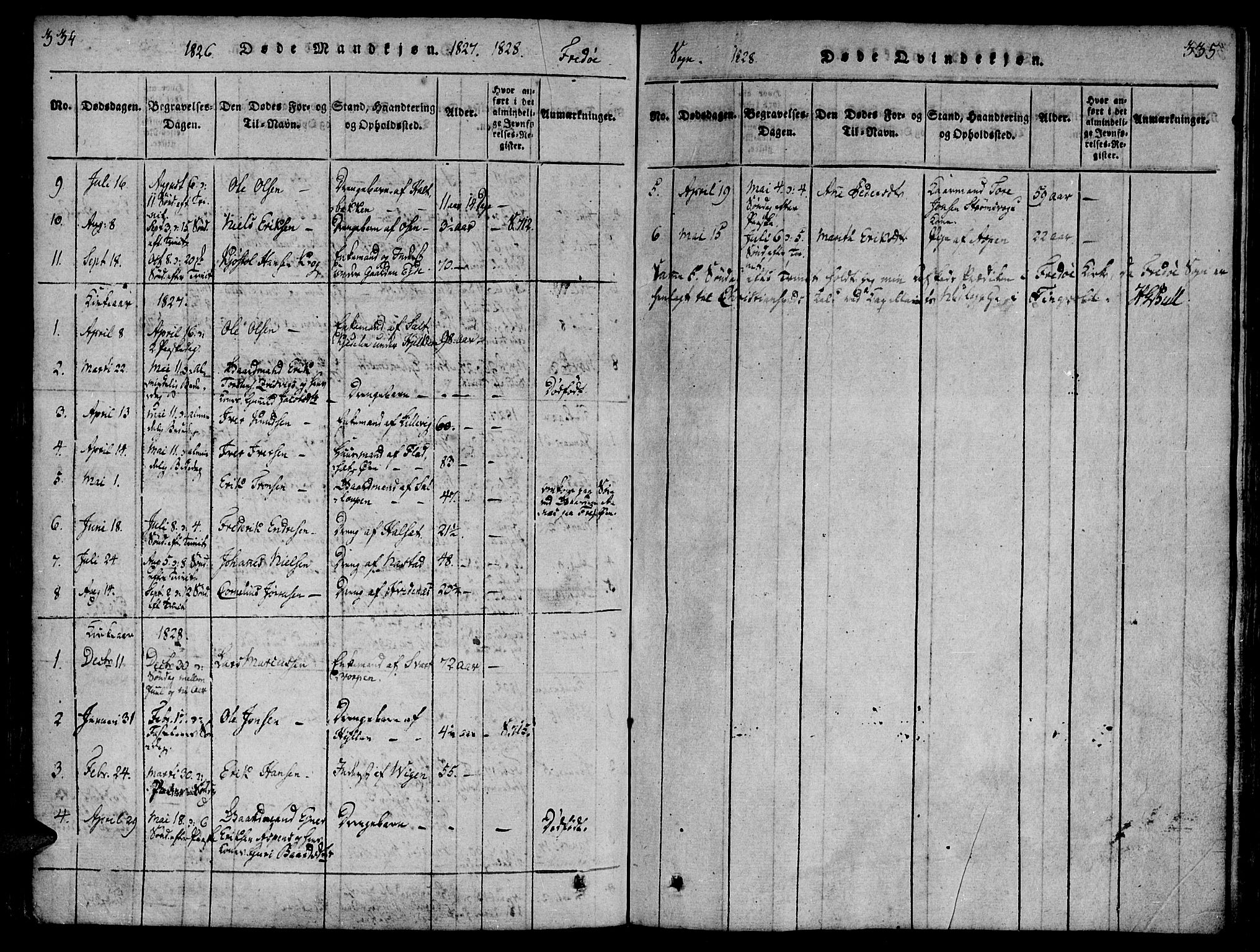 Ministerialprotokoller, klokkerbøker og fødselsregistre - Møre og Romsdal, AV/SAT-A-1454/586/L0982: Parish register (official) no. 586A08, 1819-1829, p. 334-335