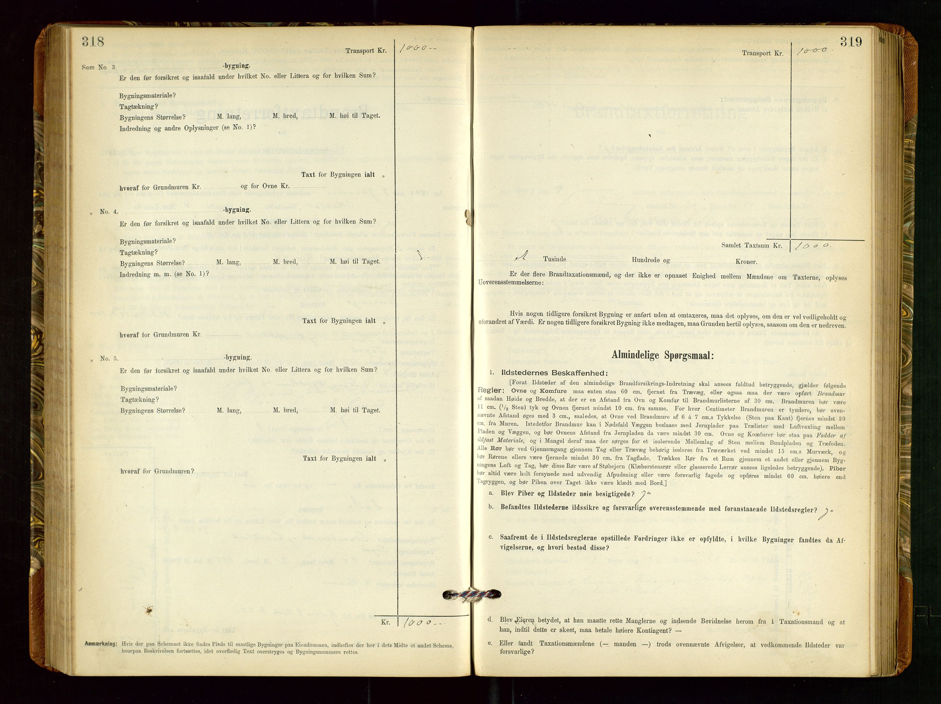 Torvestad lensmannskontor, SAST/A-100307/1/Gob/L0002: "Brandtakstprotokol for Lensmanden i Torvestad", 1900-1905, p. 318-319