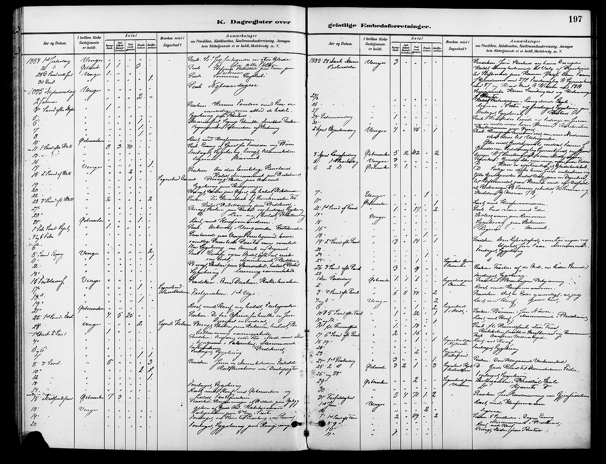 Vinger prestekontor, AV/SAH-PREST-024/H/Ha/Haa/L0013: Parish register (official) no. 13, 1881-1897, p. 197