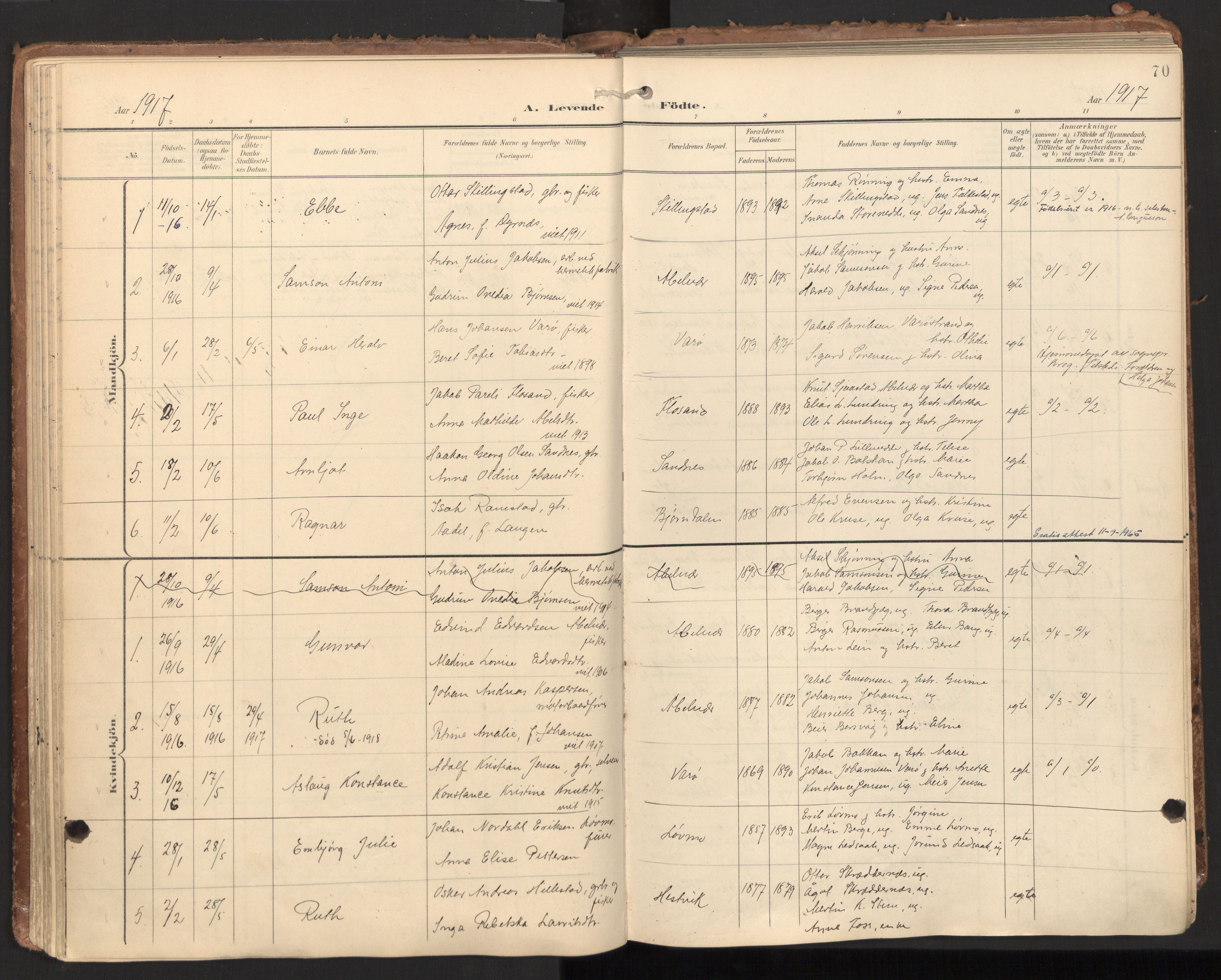 Ministerialprotokoller, klokkerbøker og fødselsregistre - Nord-Trøndelag, AV/SAT-A-1458/784/L0677: Parish register (official) no. 784A12, 1900-1920, p. 70