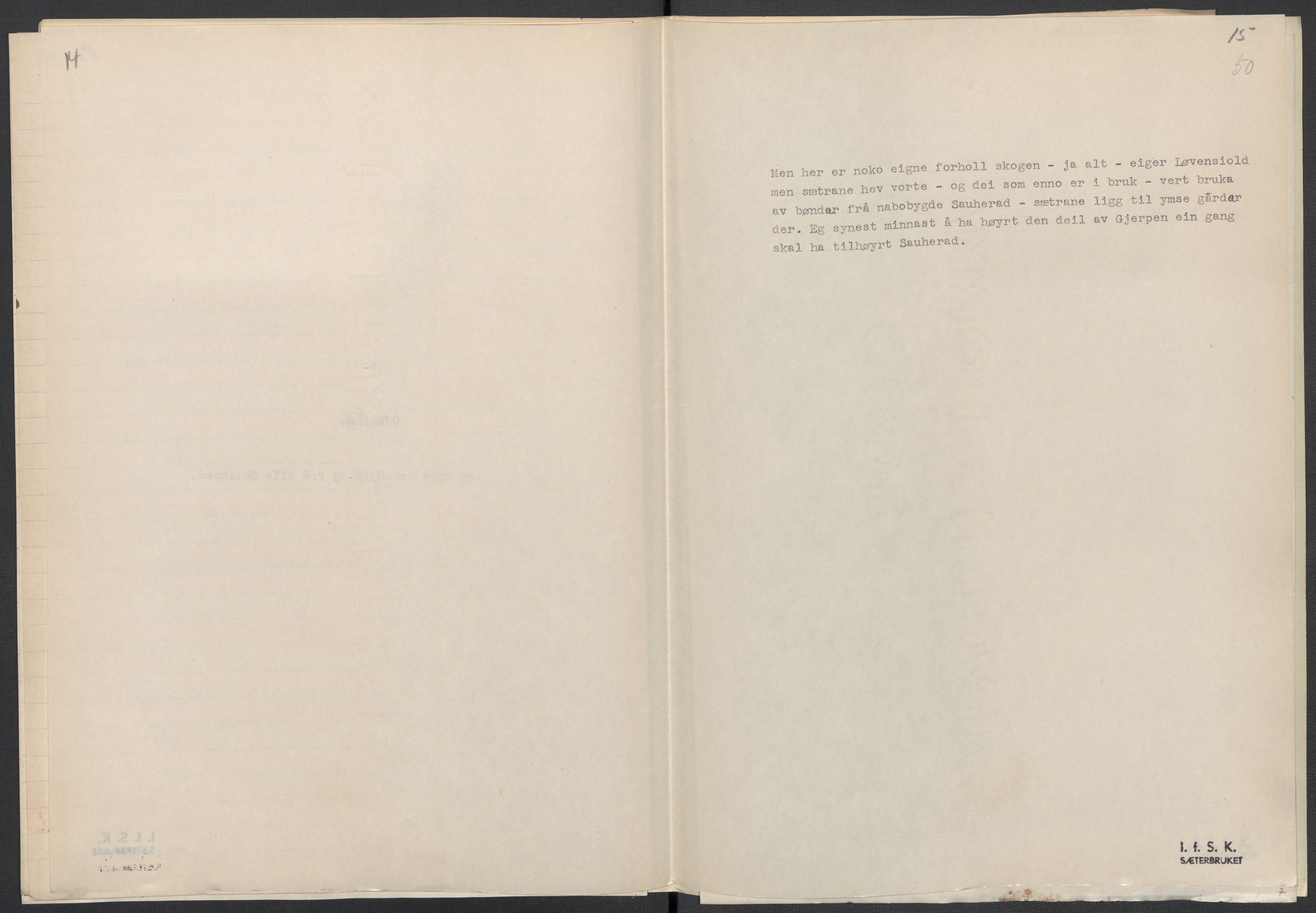 Instituttet for sammenlignende kulturforskning, AV/RA-PA-0424/F/Fc/L0007/0001: Eske B7: / Telemark (perm XVI), 1934-1936, p. 50