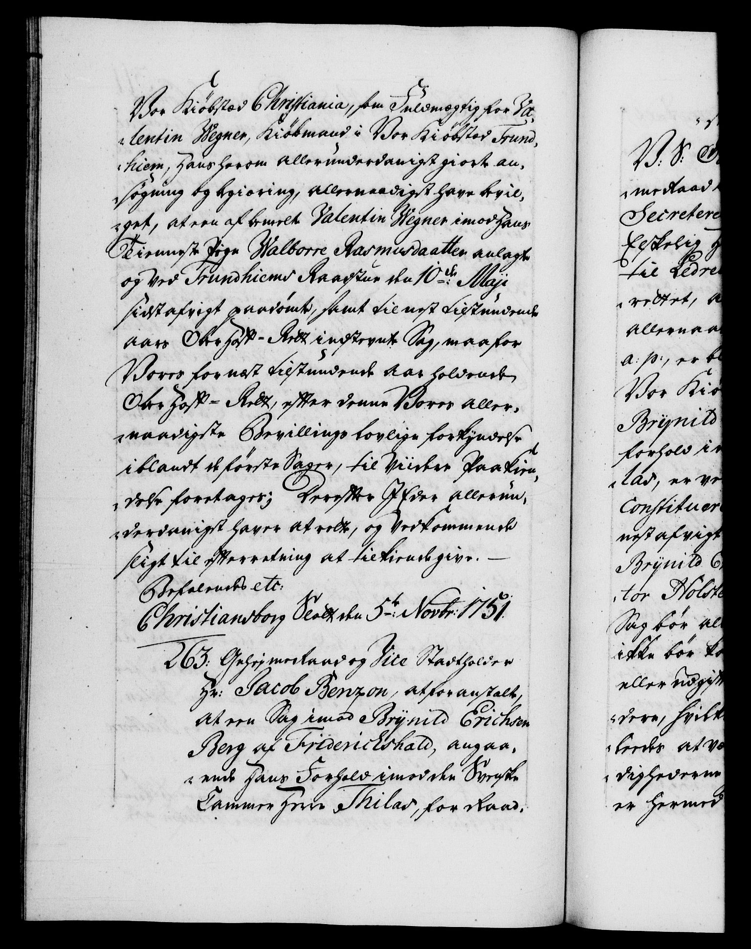Danske Kanselli 1572-1799, RA/EA-3023/F/Fc/Fca/Fcab/L0033: Norske tegnelser, 1751-1752, p. 311b