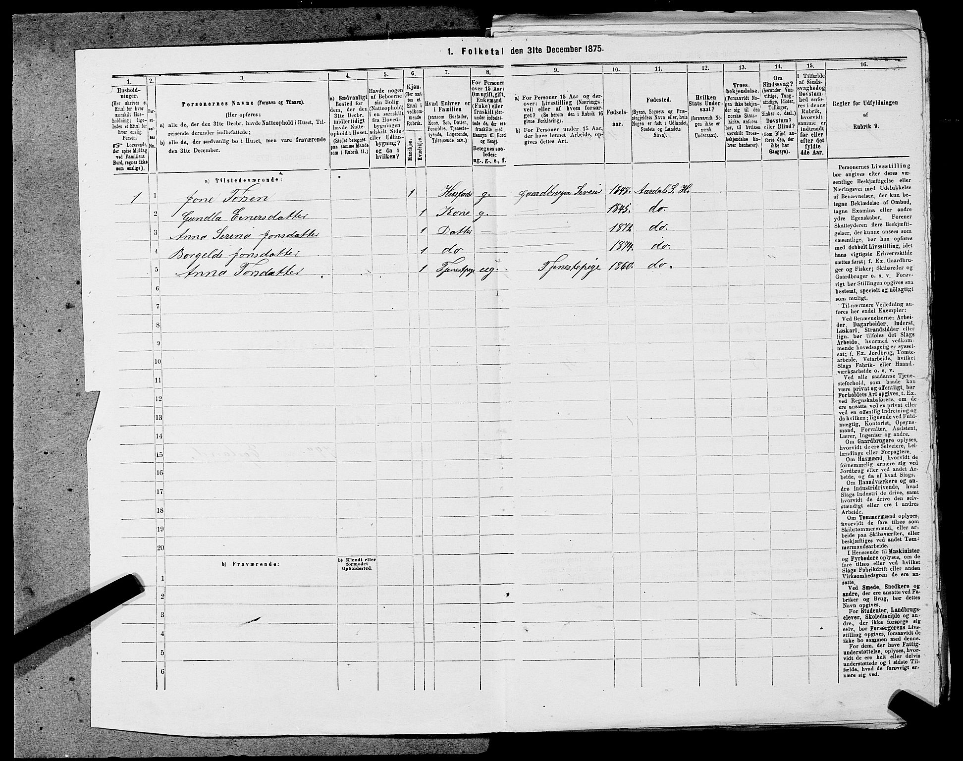 SAST, 1875 census for 1133P Hjelmeland, 1875, p. 1533