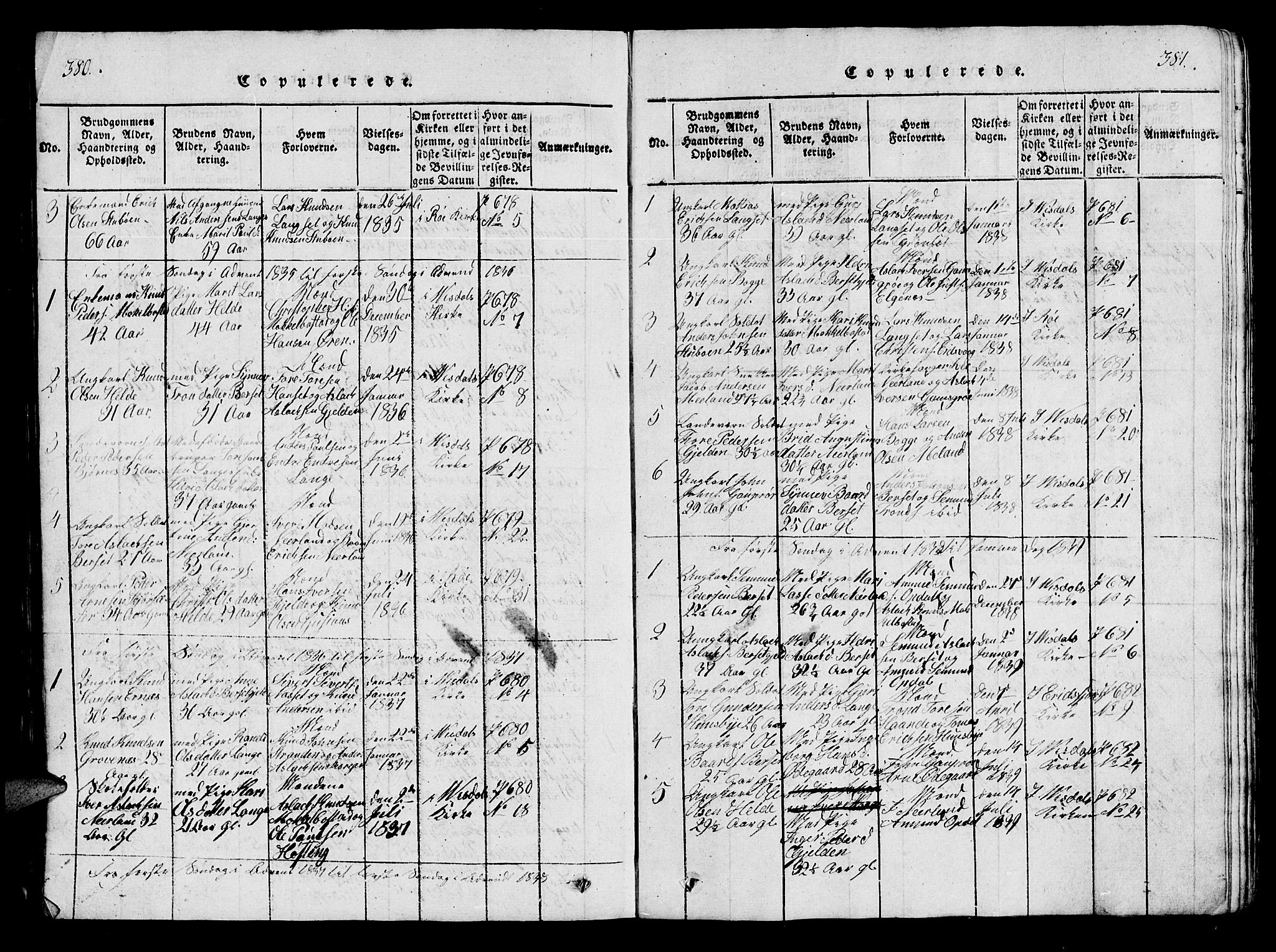 Ministerialprotokoller, klokkerbøker og fødselsregistre - Møre og Romsdal, SAT/A-1454/554/L0644: Parish register (copy) no. 554C01, 1818-1851, p. 380-381