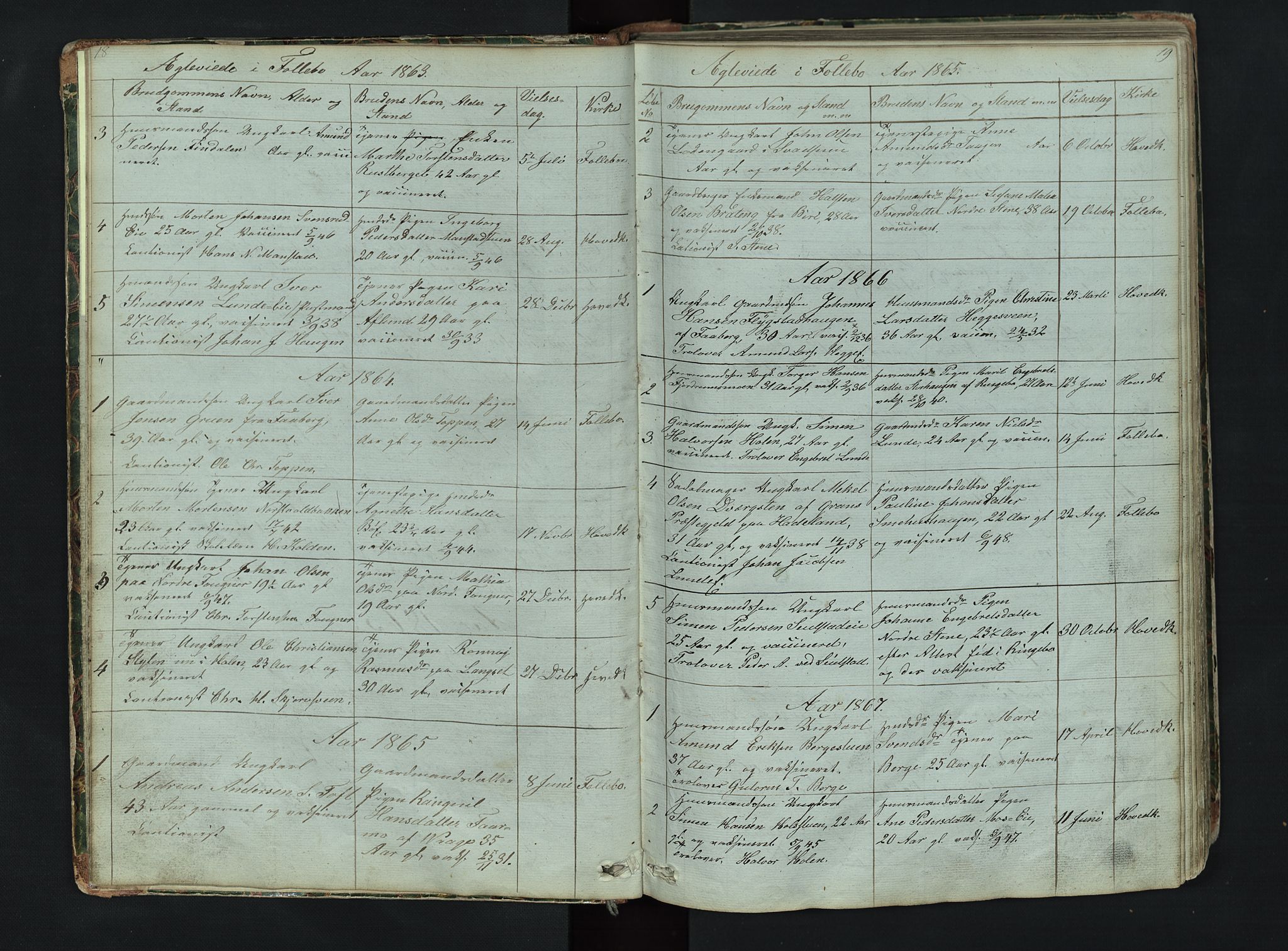 Gausdal prestekontor, SAH/PREST-090/H/Ha/Hab/L0006: Parish register (copy) no. 6, 1846-1893, p. 18-19