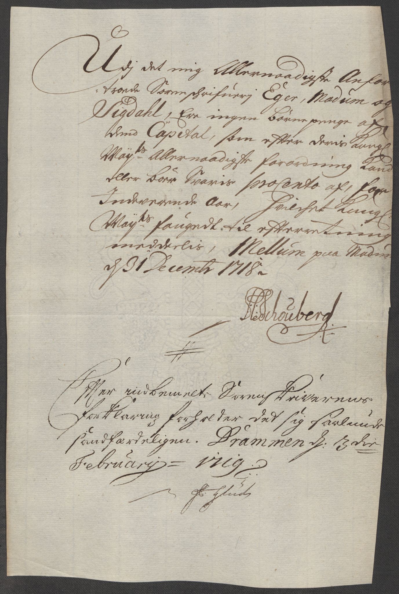 Rentekammeret inntil 1814, Reviderte regnskaper, Fogderegnskap, RA/EA-4092/R31/L1712: Fogderegnskap Hurum, Røyken, Eiker, Lier og Buskerud, 1718, p. 119