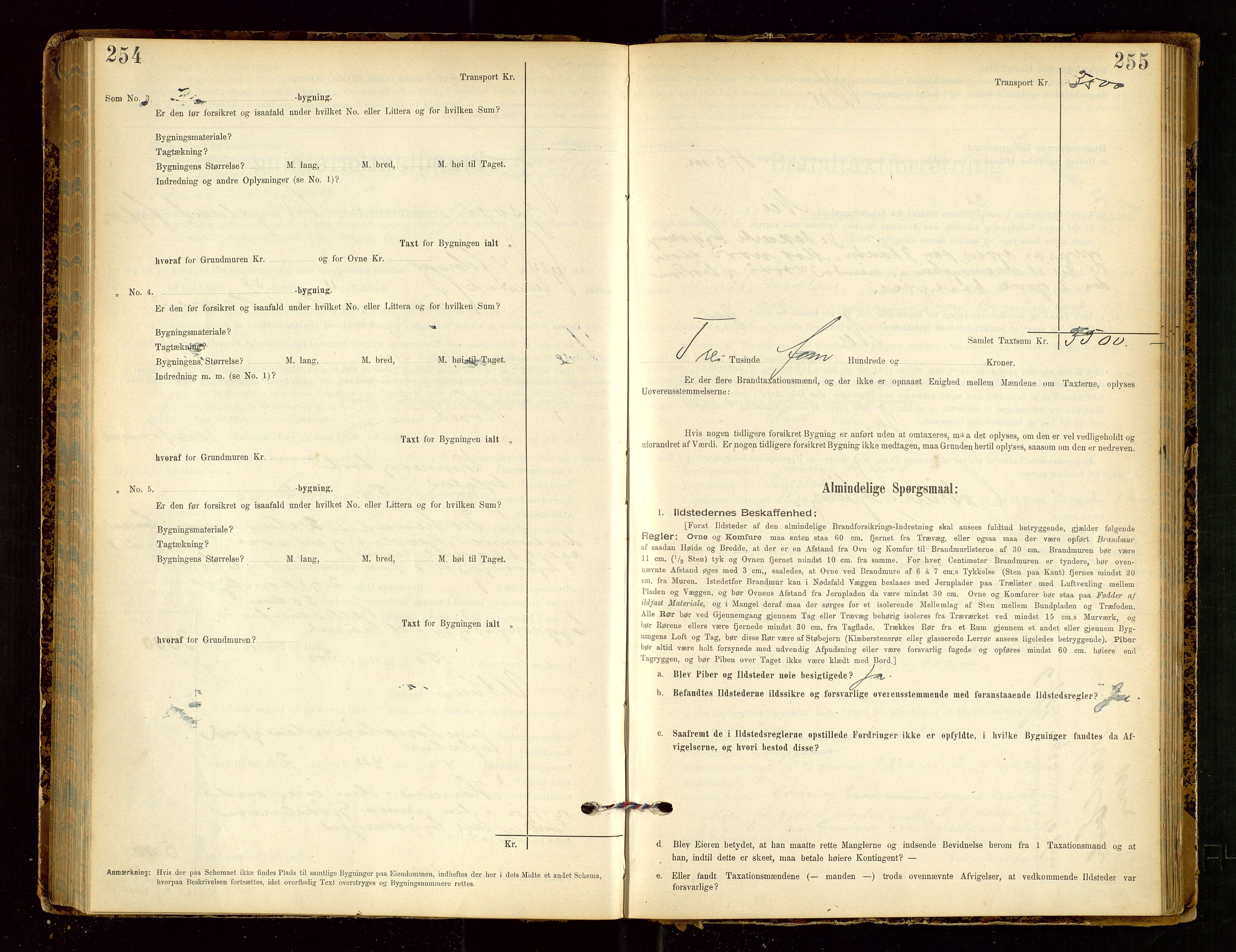 Tysvær lensmannskontor, AV/SAST-A-100192/Gob/L0002: "Brandtakstprotokol for Lensmanden i Tysvær", 1901-1932, p. 254-255