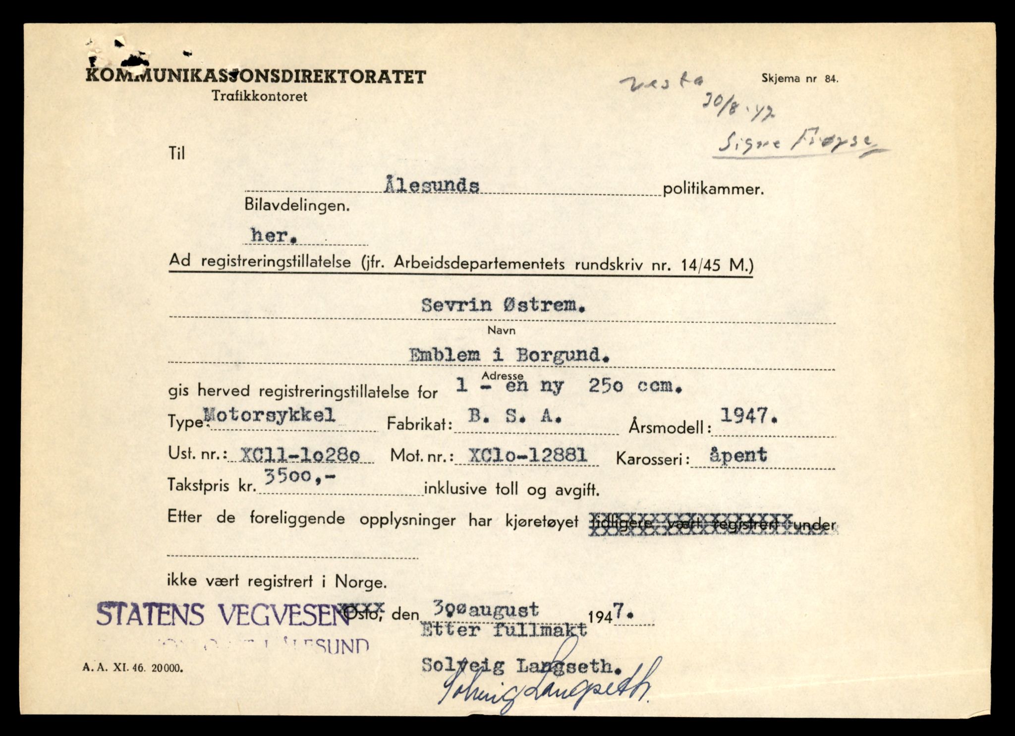 Møre og Romsdal vegkontor - Ålesund trafikkstasjon, AV/SAT-A-4099/F/Fe/L0025: Registreringskort for kjøretøy T 10931 - T 11045, 1927-1998, p. 2634