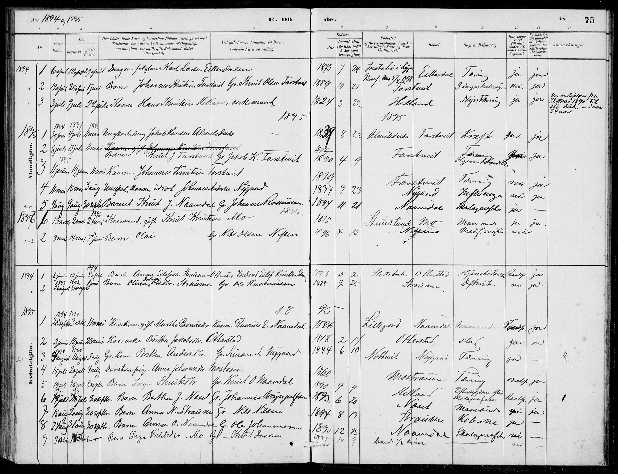 Hosanger sokneprestembete, AV/SAB-A-75801/H/Haa: Parish register (official) no. C  1, 1880-1900, p. 75