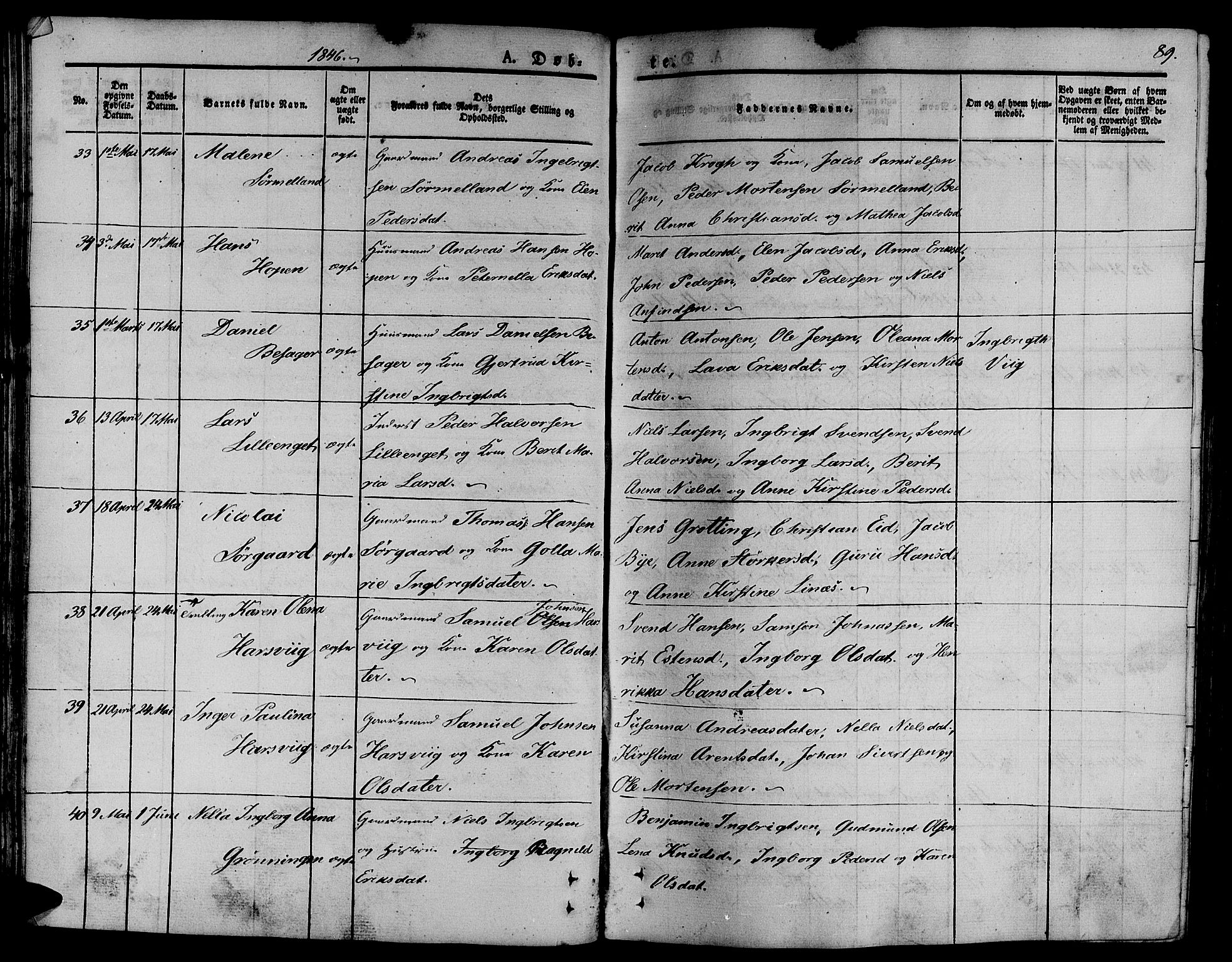 Ministerialprotokoller, klokkerbøker og fødselsregistre - Sør-Trøndelag, AV/SAT-A-1456/657/L0703: Parish register (official) no. 657A04, 1831-1846, p. 89