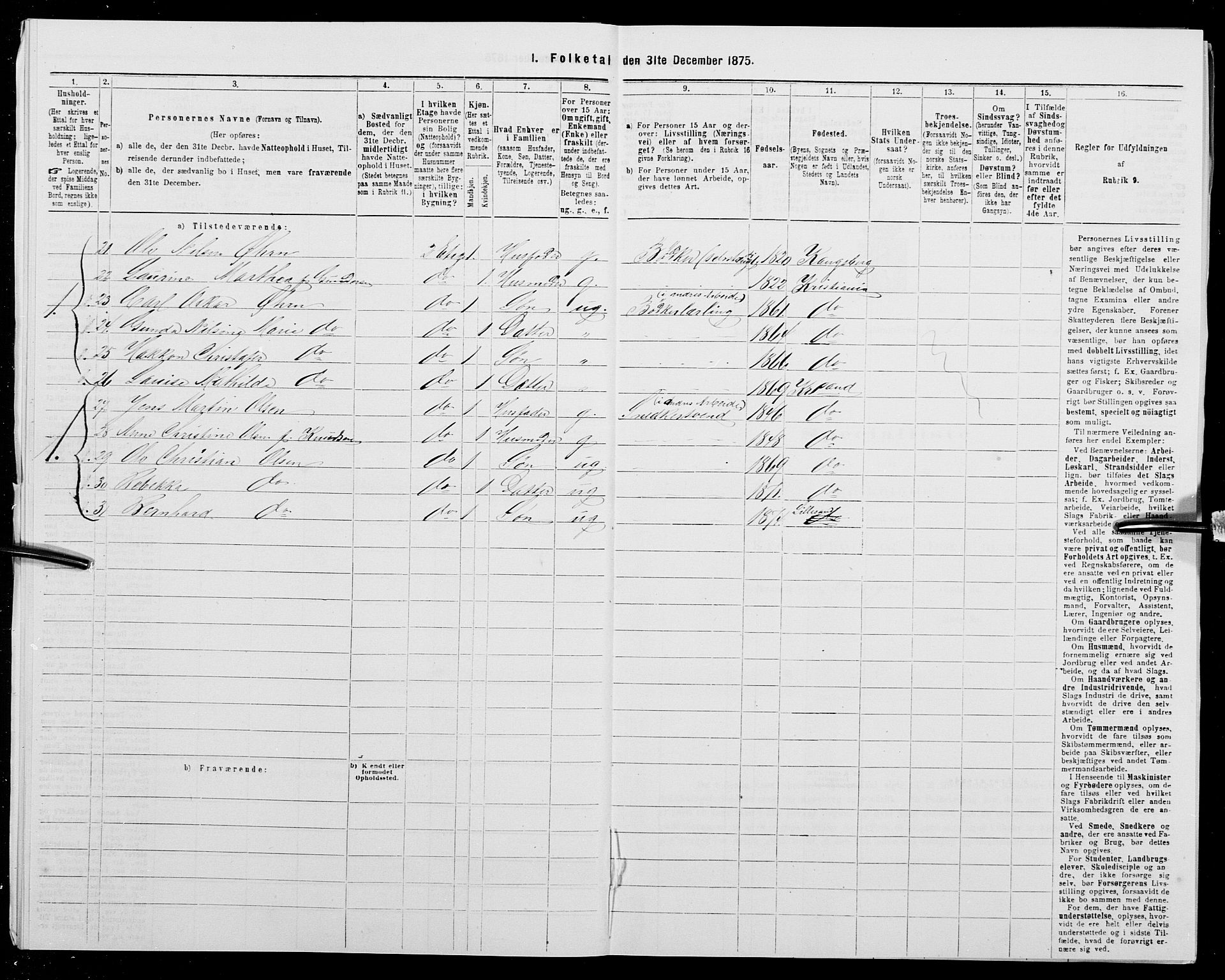 SAK, 1875 census for 1001P Kristiansand, 1875, p. 37