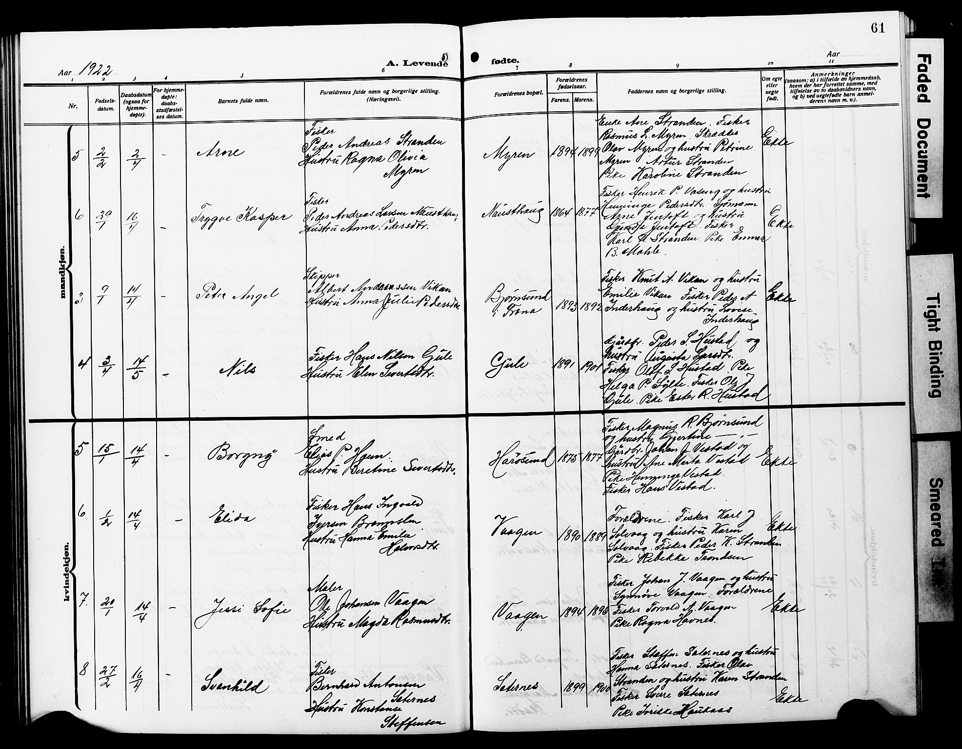 Ministerialprotokoller, klokkerbøker og fødselsregistre - Møre og Romsdal, SAT/A-1454/566/L0774: Parish register (copy) no. 566C03, 1910-1929, p. 61