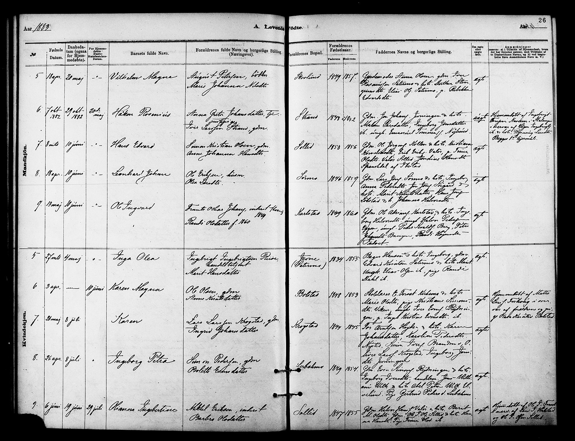 Målselv sokneprestembete, SATØ/S-1311/G/Ga/Gaa/L0009kirke: Parish register (official) no. 9, 1878-1889, p. 26