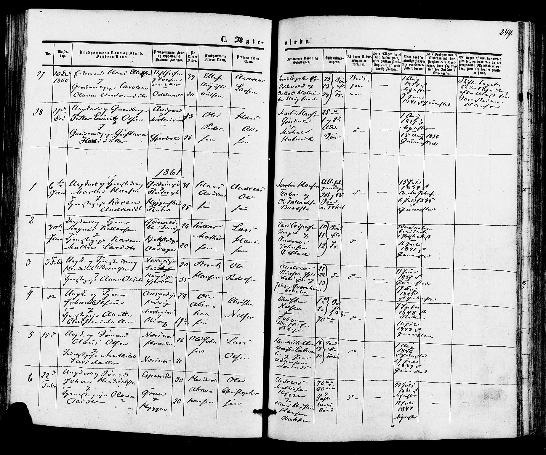 Røyken kirkebøker, AV/SAKO-A-241/F/Fa/L0006: Parish register (official) no. 6, 1857-1875, p. 249