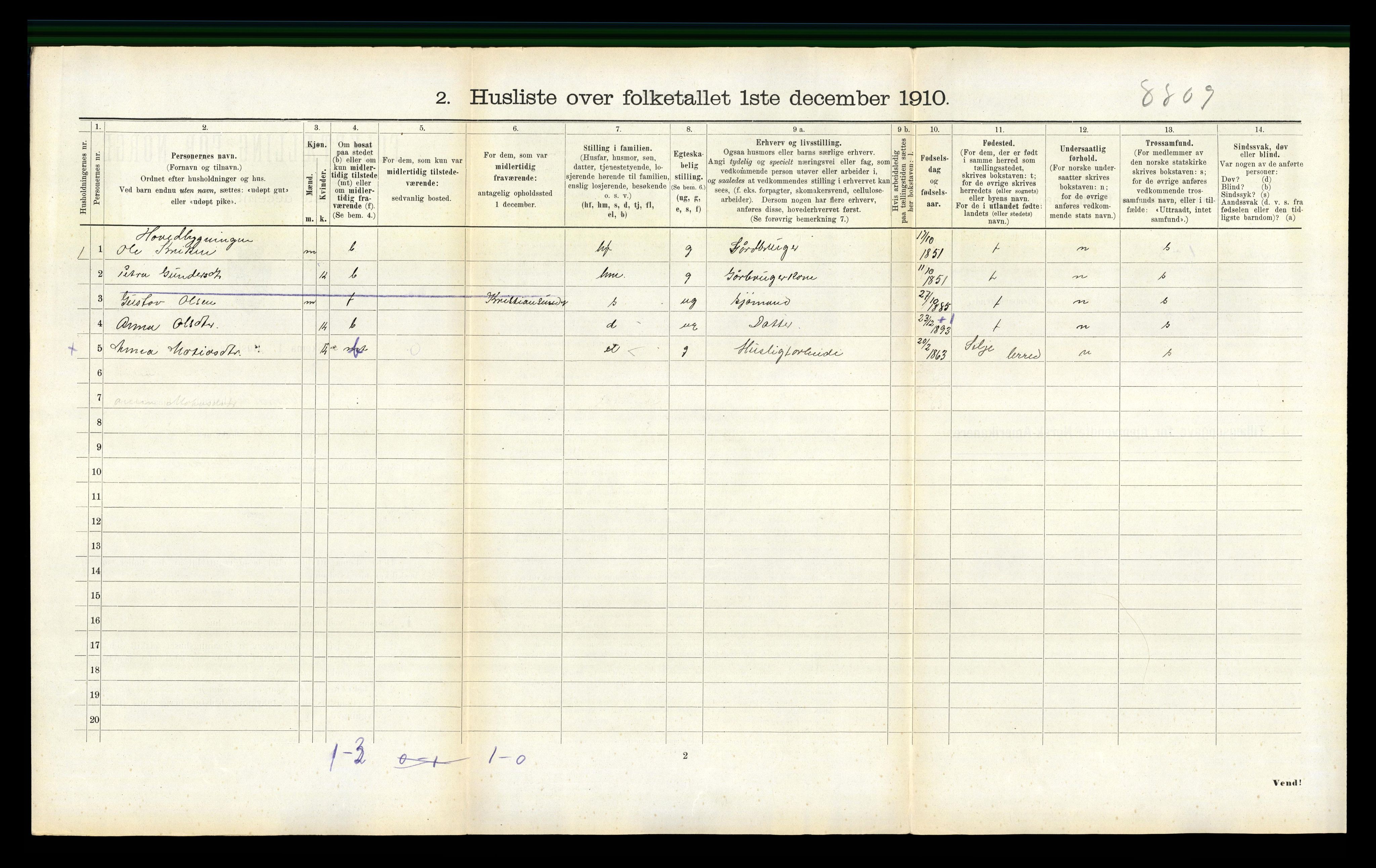 RA, 1910 census for Vanylven, 1910, p. 736