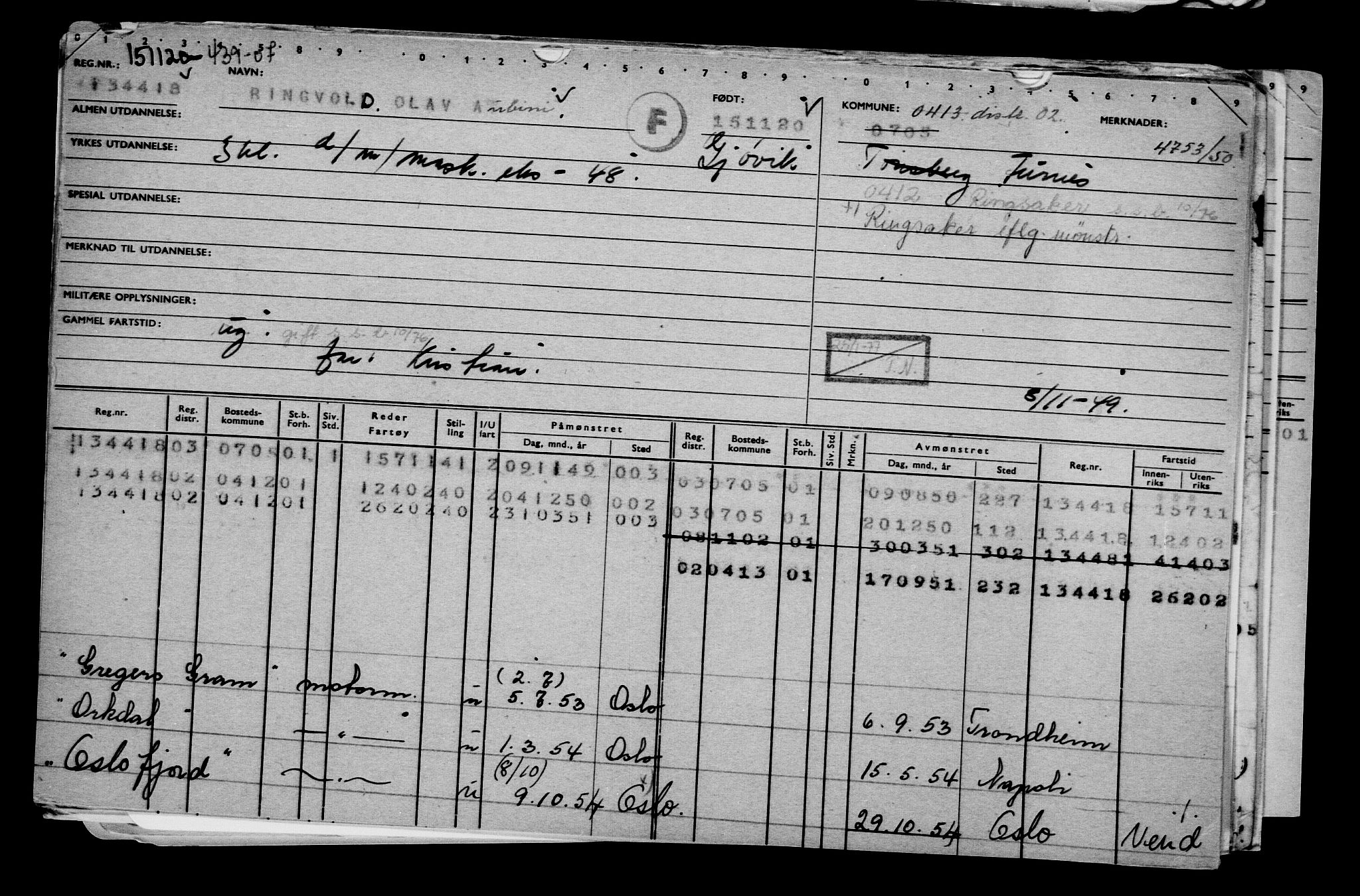 Direktoratet for sjømenn, AV/RA-S-3545/G/Gb/L0187: Hovedkort, 1920, p. 354