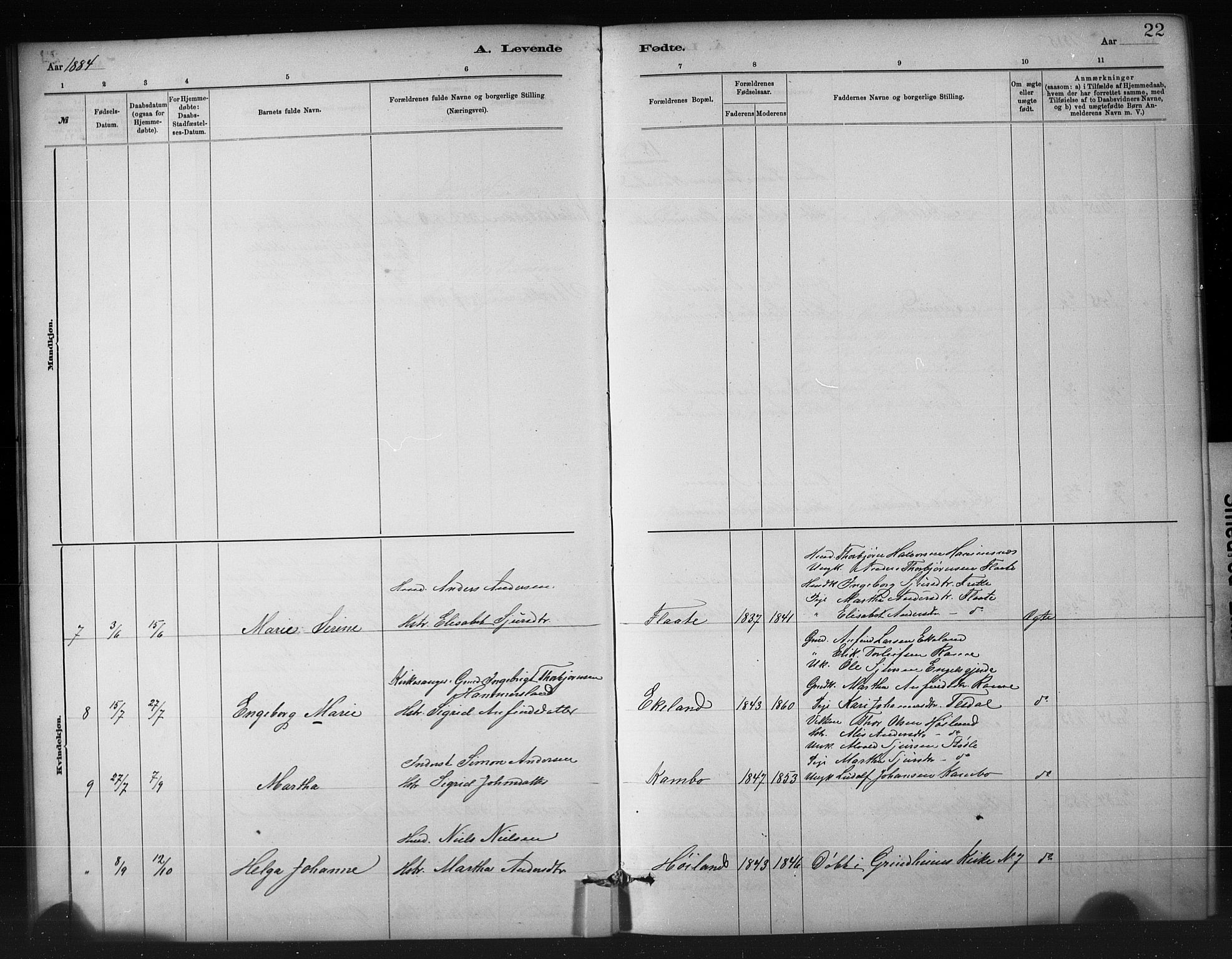 Etne sokneprestembete, AV/SAB-A-75001/H/Hab: Parish register (copy) no. A 5, 1879-1896, p. 22