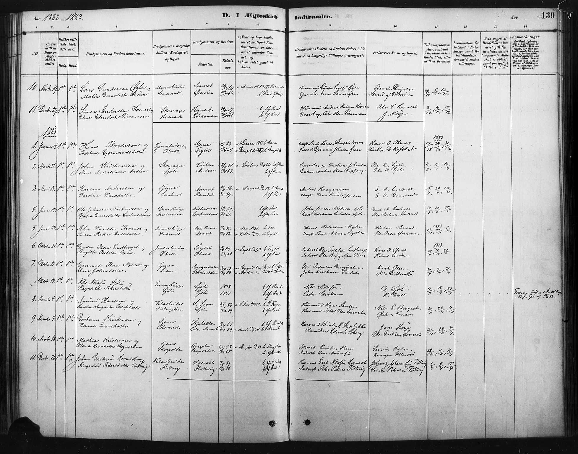 Rendalen prestekontor, AV/SAH-PREST-054/H/Ha/Haa/L0010: Parish register (official) no. 10, 1878-1901, p. 139