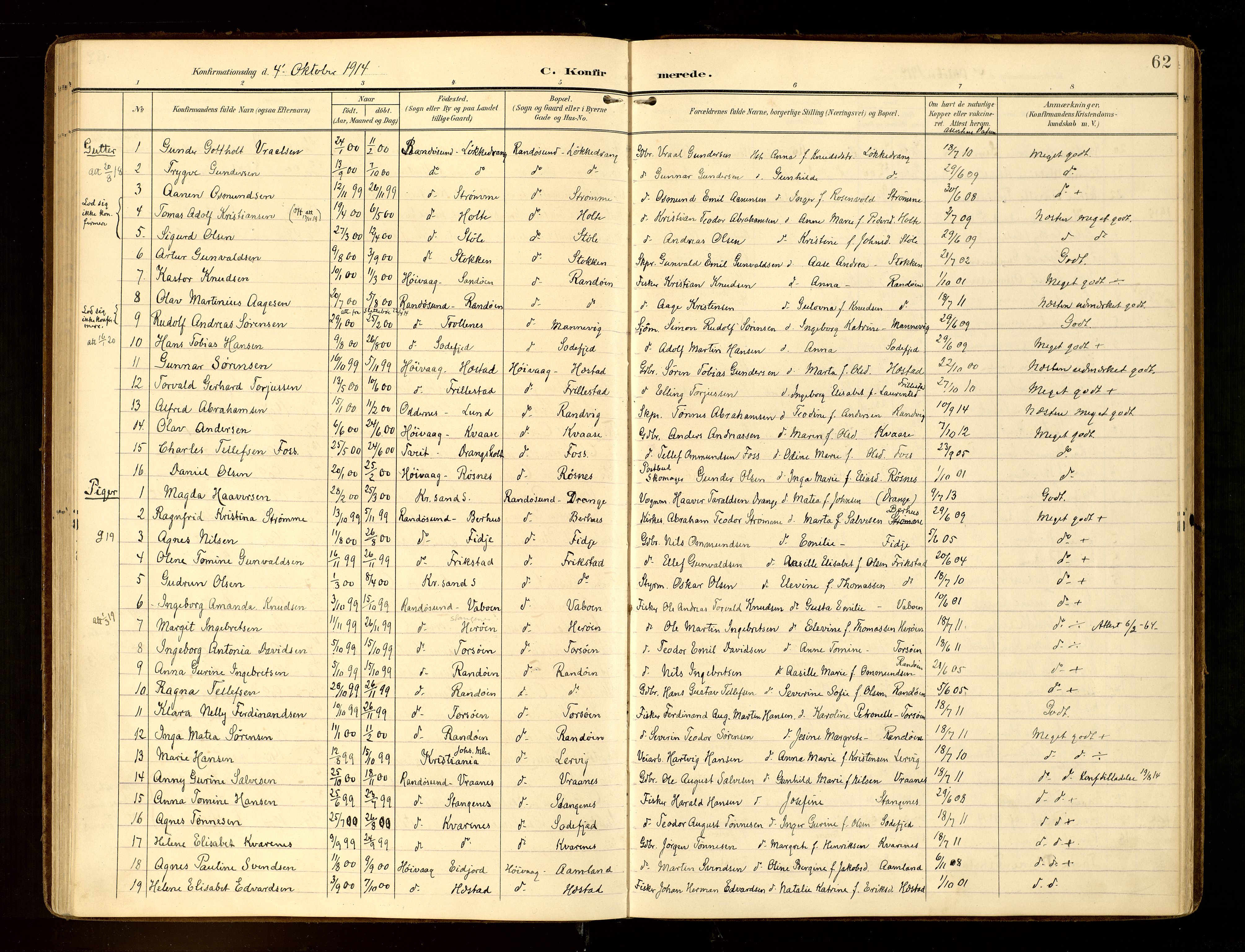 Oddernes sokneprestkontor, SAK/1111-0033/F/Fa/Fab/L0003: Parish register (official) no. A 3, 1903-1916, p. 62