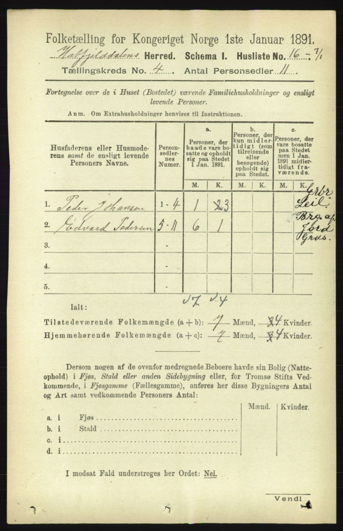 RA, 1891 census for 1826 Hattfjelldal, 1891, p. 912