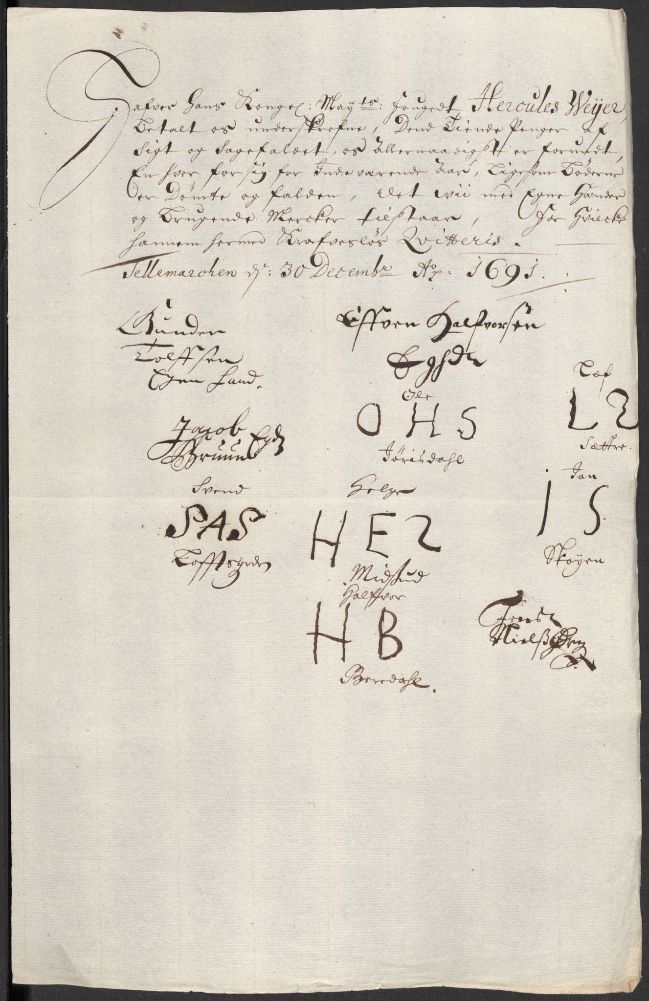Rentekammeret inntil 1814, Reviderte regnskaper, Fogderegnskap, RA/EA-4092/R35/L2089: Fogderegnskap Øvre og Nedre Telemark, 1690-1692, p. 162