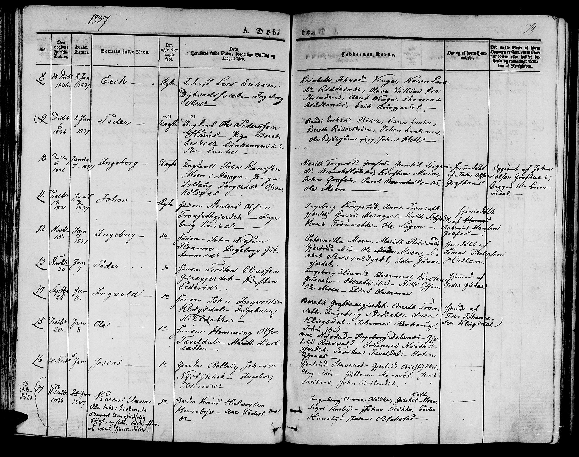 Ministerialprotokoller, klokkerbøker og fødselsregistre - Nord-Trøndelag, SAT/A-1458/709/L0071: Parish register (official) no. 709A11, 1833-1844, p. 79