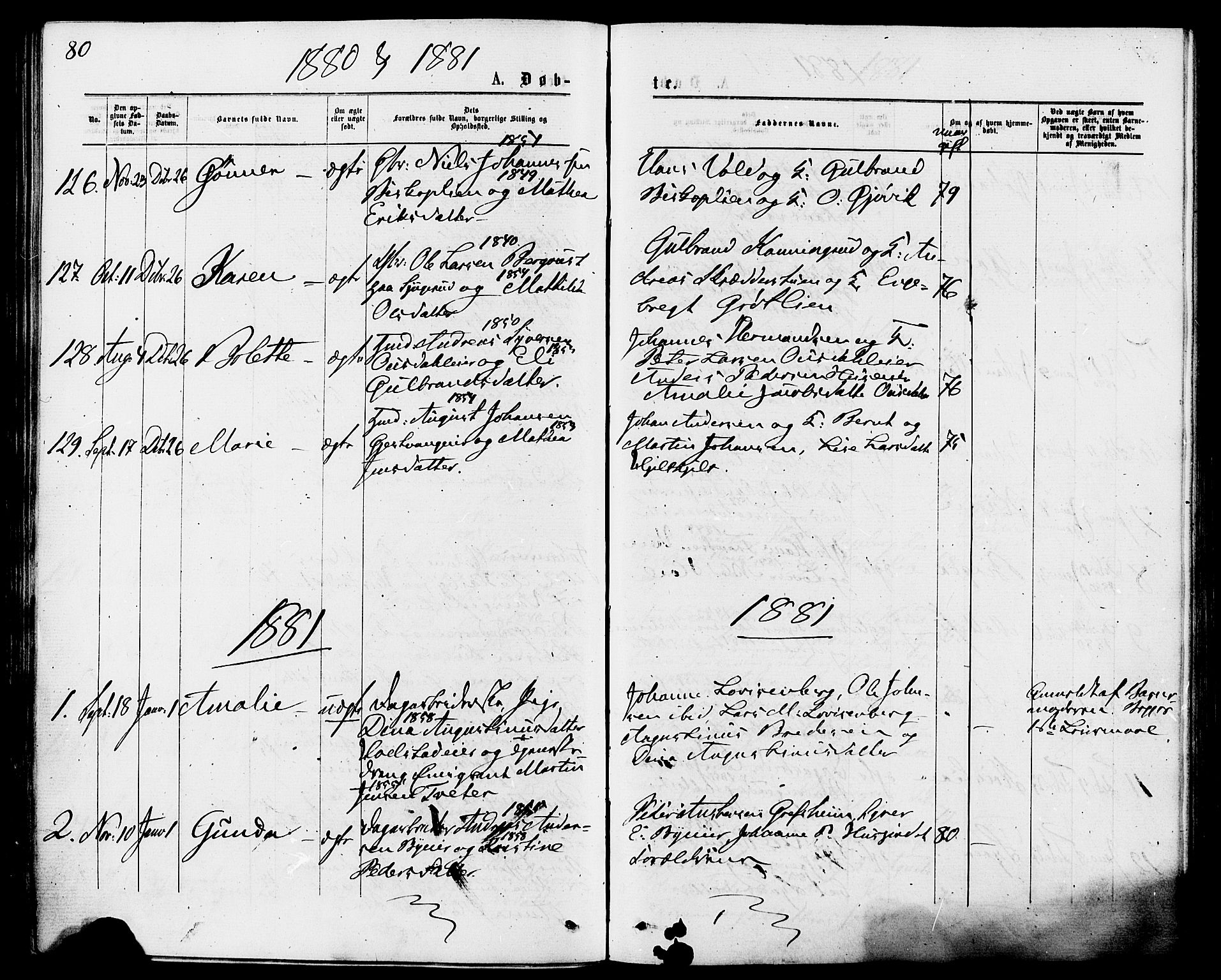 Nes prestekontor, Hedmark, AV/SAH-PREST-020/K/Ka/L0005: Parish register (official) no. 5, 1872-1886, p. 80