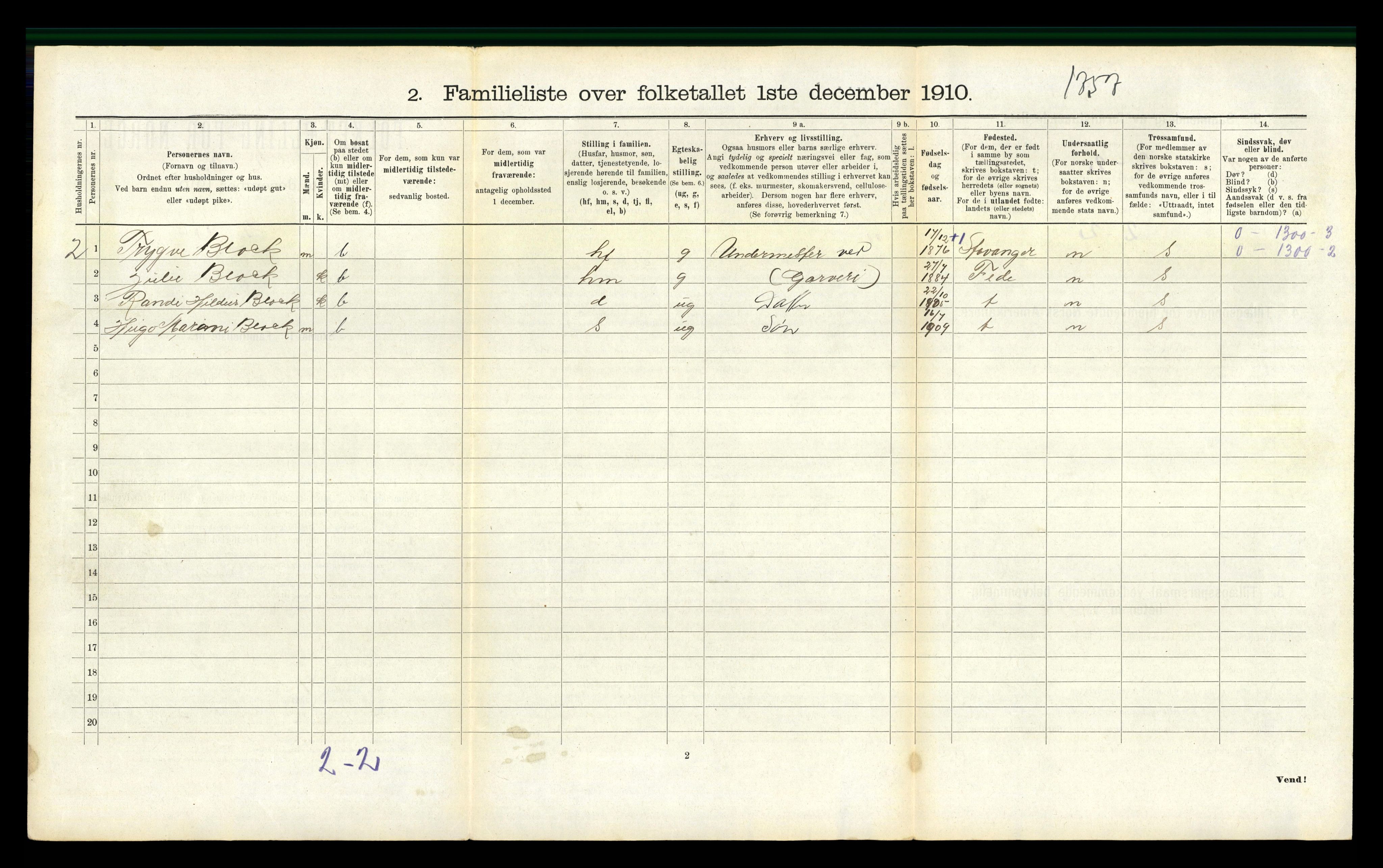 RA, 1910 census for Flekkefjord, 1910, p. 1093