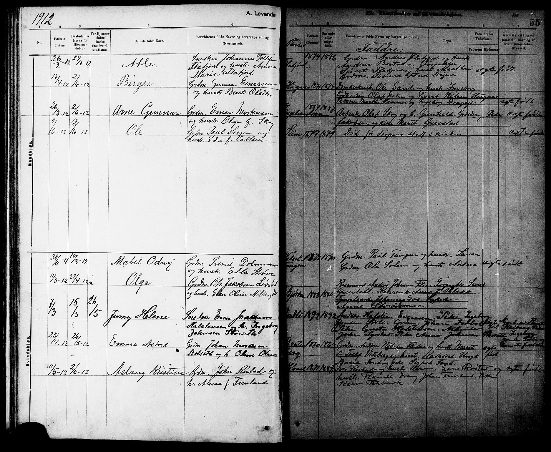 Ministerialprotokoller, klokkerbøker og fødselsregistre - Sør-Trøndelag, SAT/A-1456/608/L0341: Parish register (copy) no. 608C07, 1890-1912, p. 55