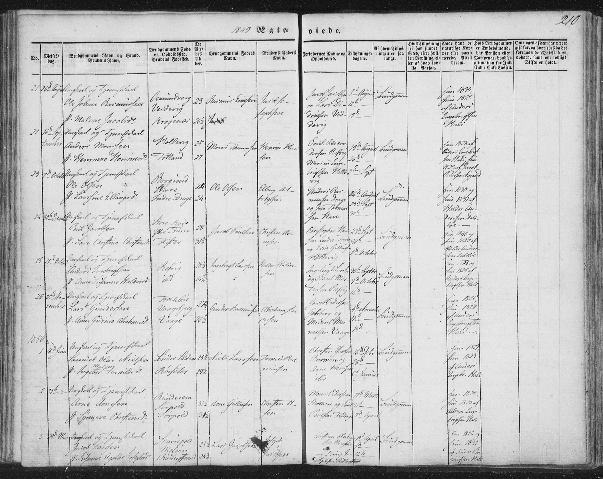 Selje sokneprestembete, AV/SAB-A-99938/H/Ha/Haa/Haaa: Parish register (official) no. A 10, 1844-1858, p. 210