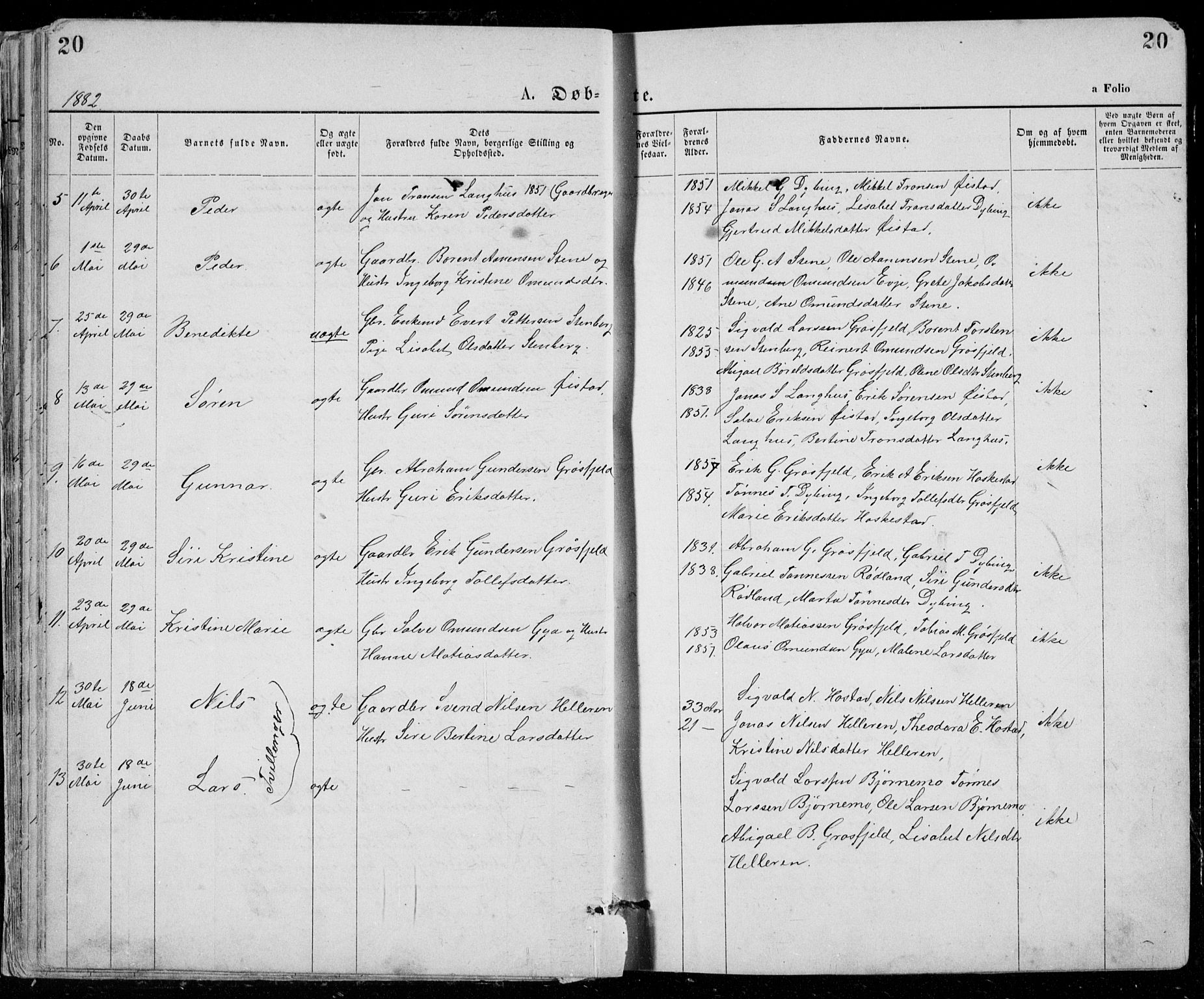 Lund sokneprestkontor, AV/SAST-A-101809/S07/L0005: Parish register (copy) no. B 5, 1875-1889, p. 20