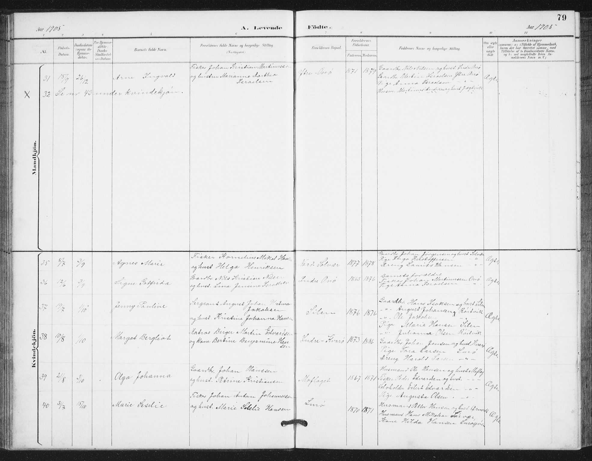 Ministerialprotokoller, klokkerbøker og fødselsregistre - Nordland, AV/SAT-A-1459/839/L0573: Parish register (copy) no. 839C03, 1892-1917, p. 79