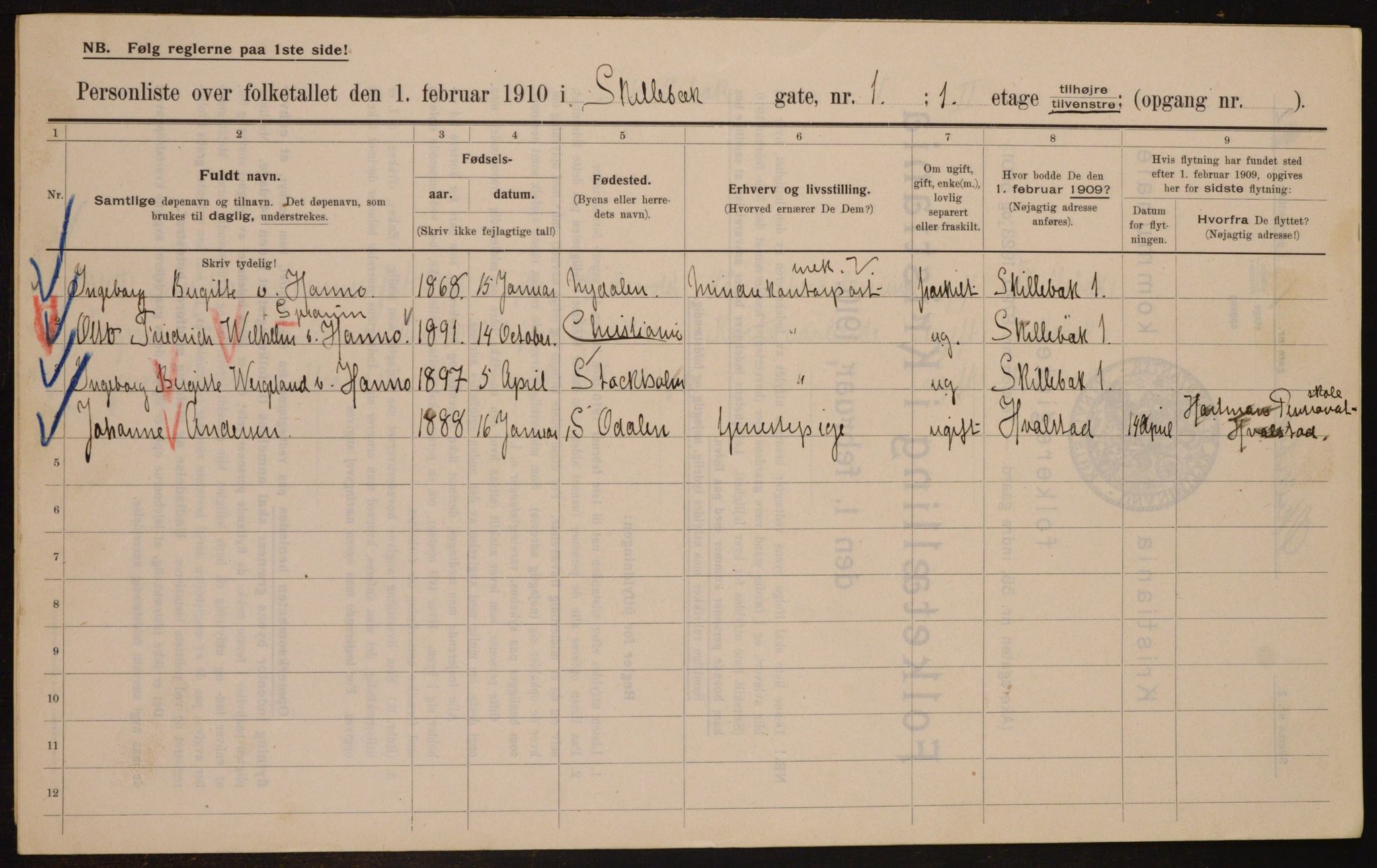 OBA, Municipal Census 1910 for Kristiania, 1910, p. 91024