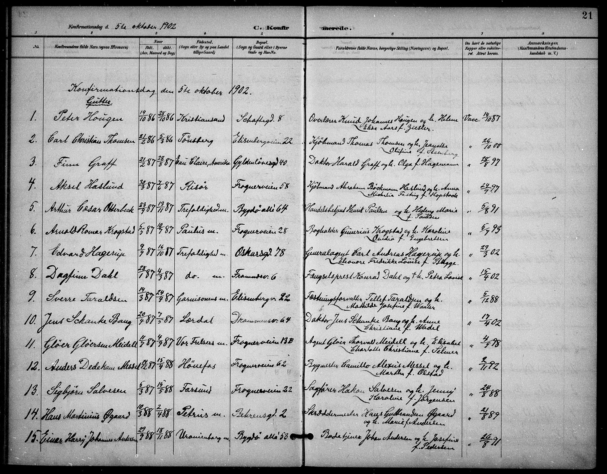Frogner prestekontor Kirkebøker, SAO/A-10886/F/Fa/L0001: Parish register (official) no. 1, 1898-1916, p. 21