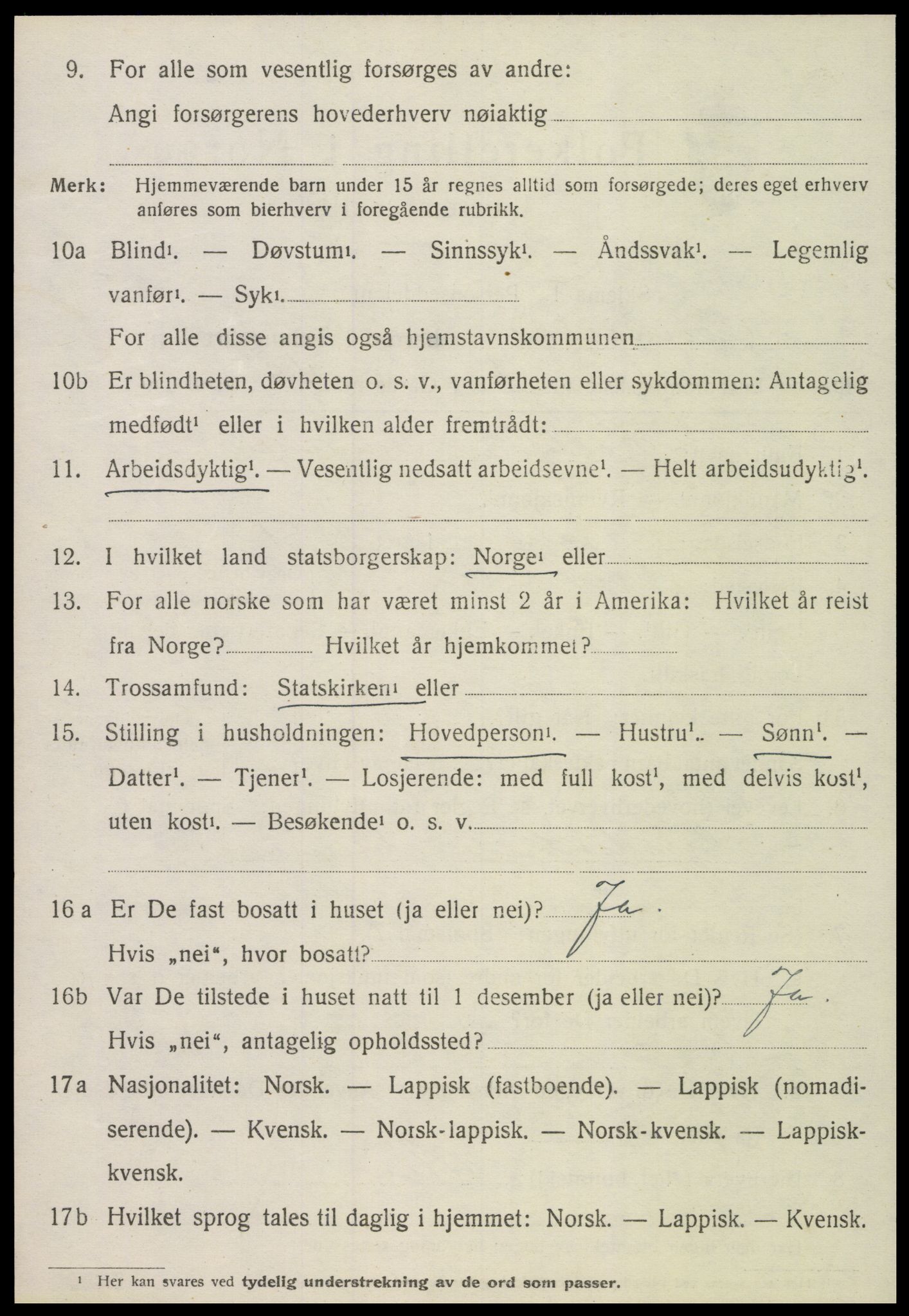 SAT, 1920 census for Overhalla, 1920, p. 2045