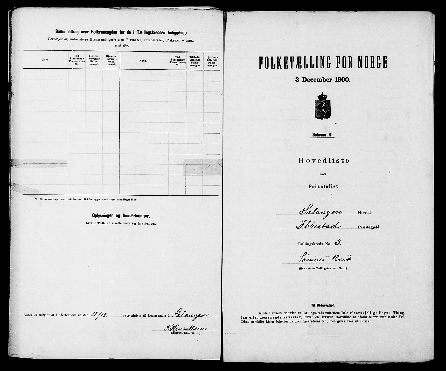 SATØ, 1900 census for Salangen, 1900, p. 8