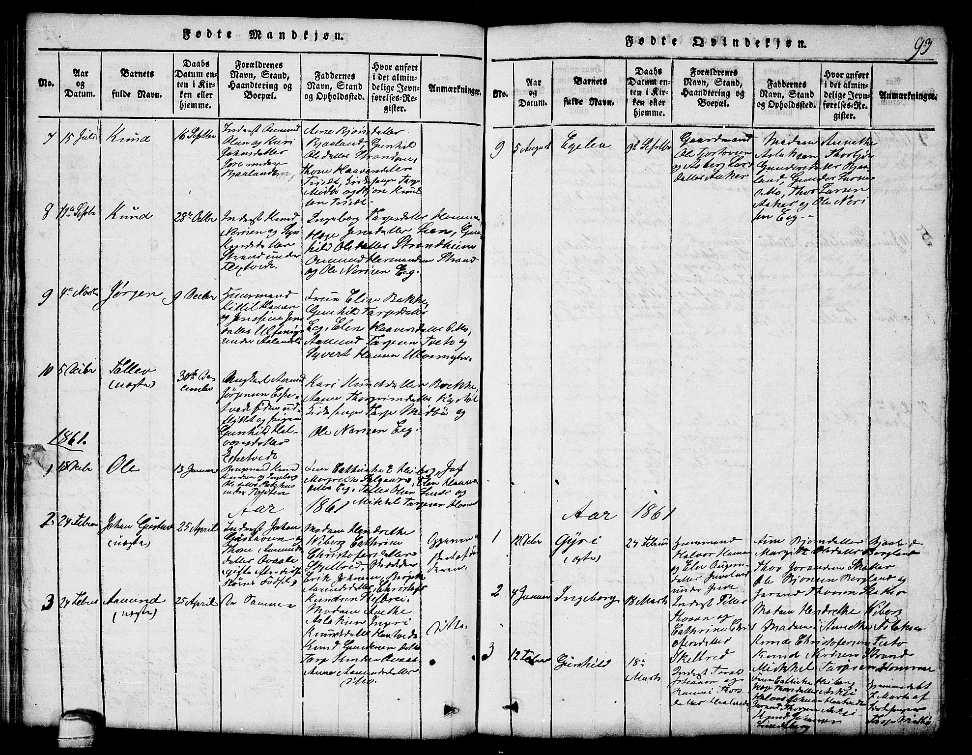 Lårdal kirkebøker, SAKO/A-284/G/Ga/L0001: Parish register (copy) no. I 1, 1815-1861, p. 93