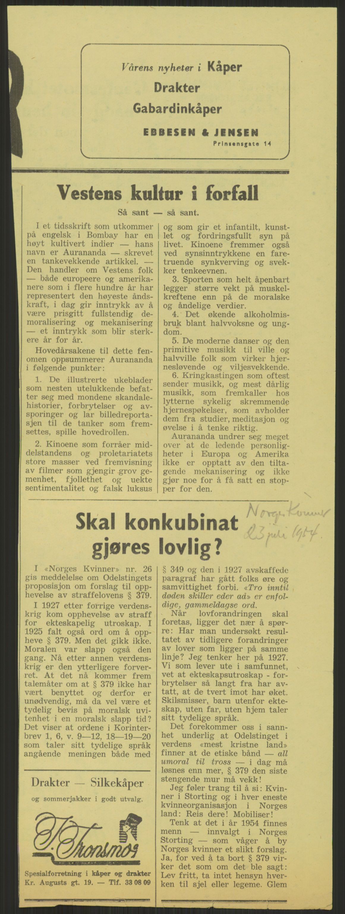 Justisdepartementet, Lovavdelingen, AV/RA-S-3212/D/De/L0029/0001: Straffeloven / Straffelovens revisjon: 5 - Ot. prp. nr.  41 - 1945: Homoseksualiet. 3 mapper, 1956-1970, p. 577