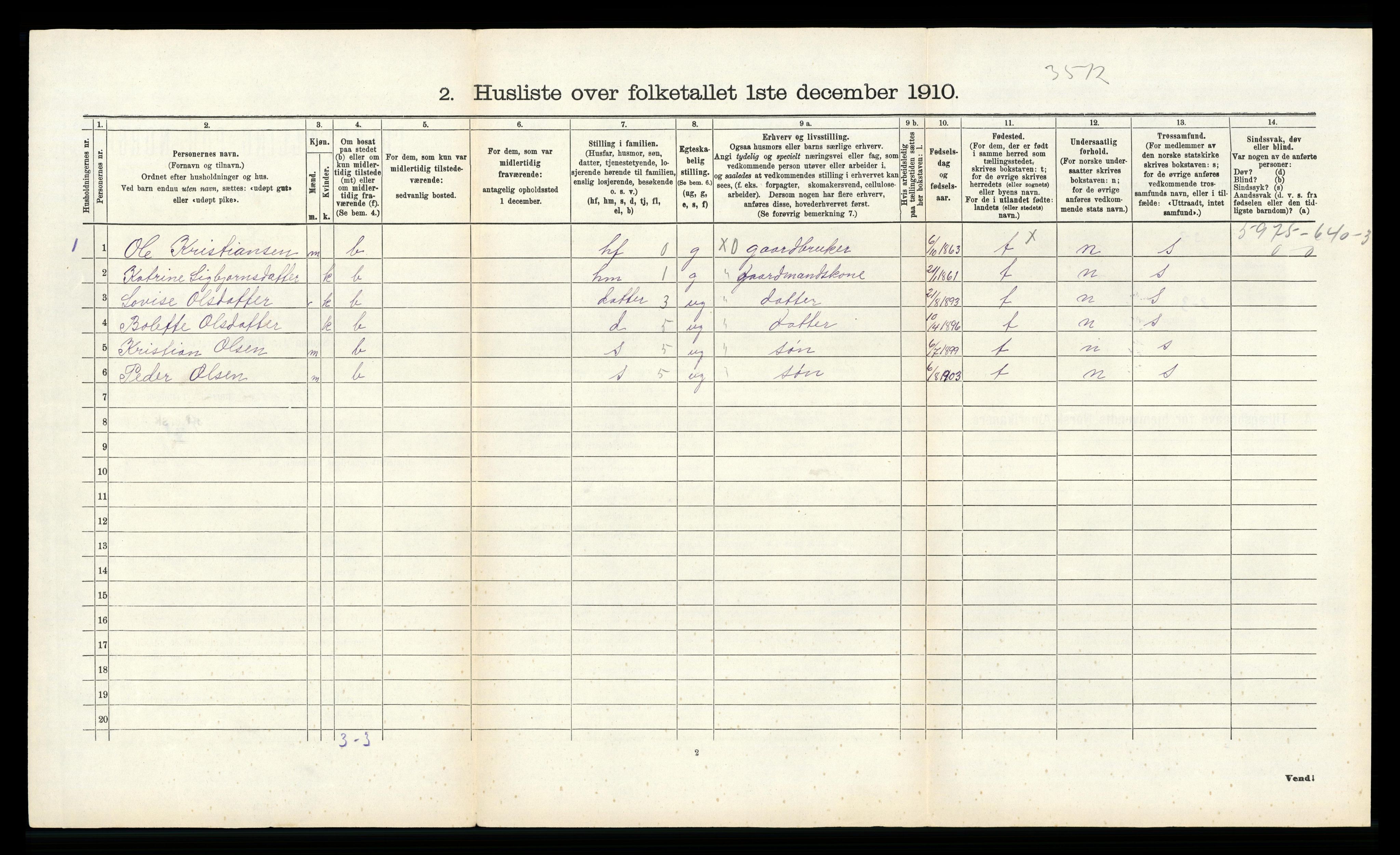 RA, 1910 census for Gyland, 1910, p. 137