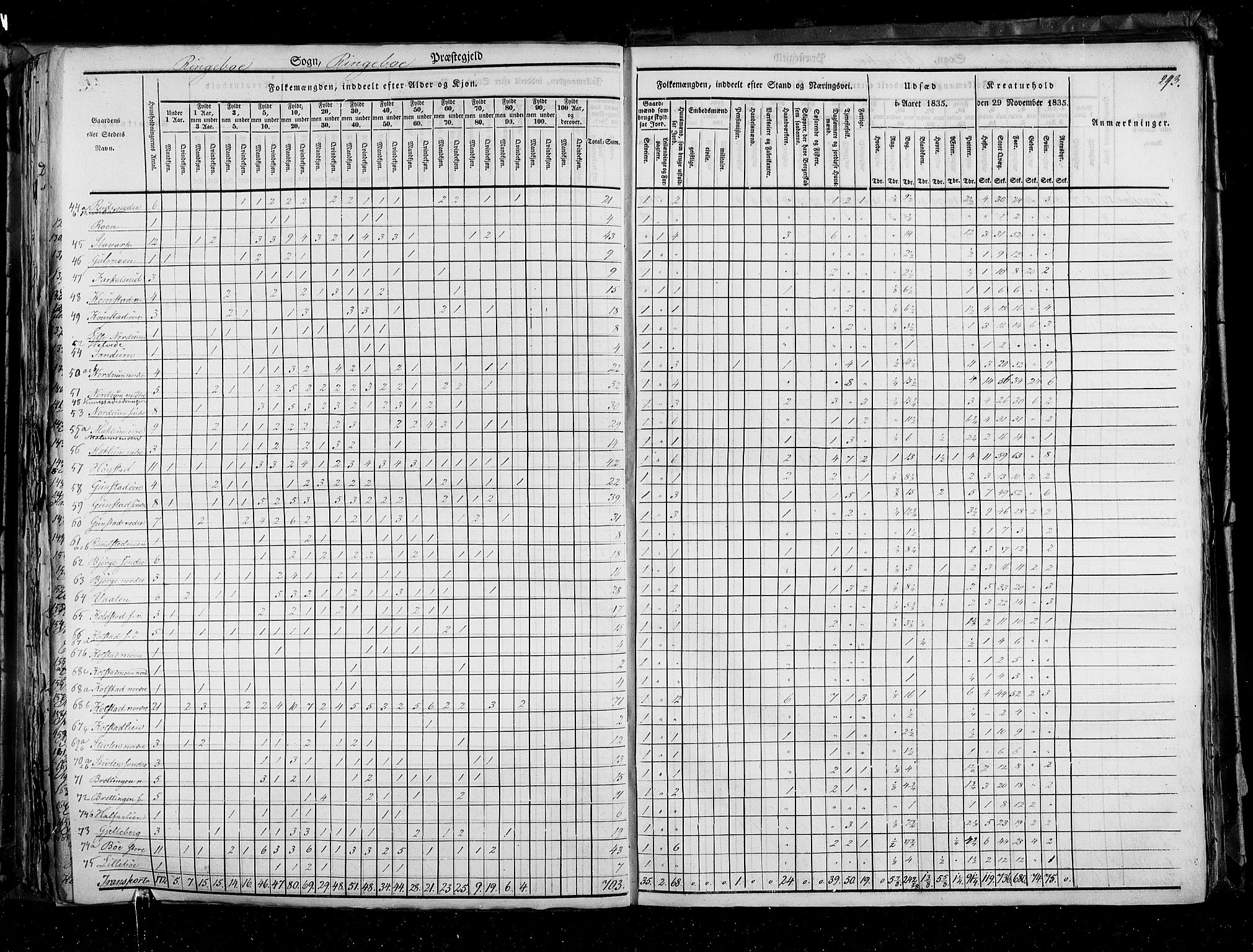 RA, Census 1835, vol. 3: Hedemarken amt og Kristians amt, 1835, p. 293