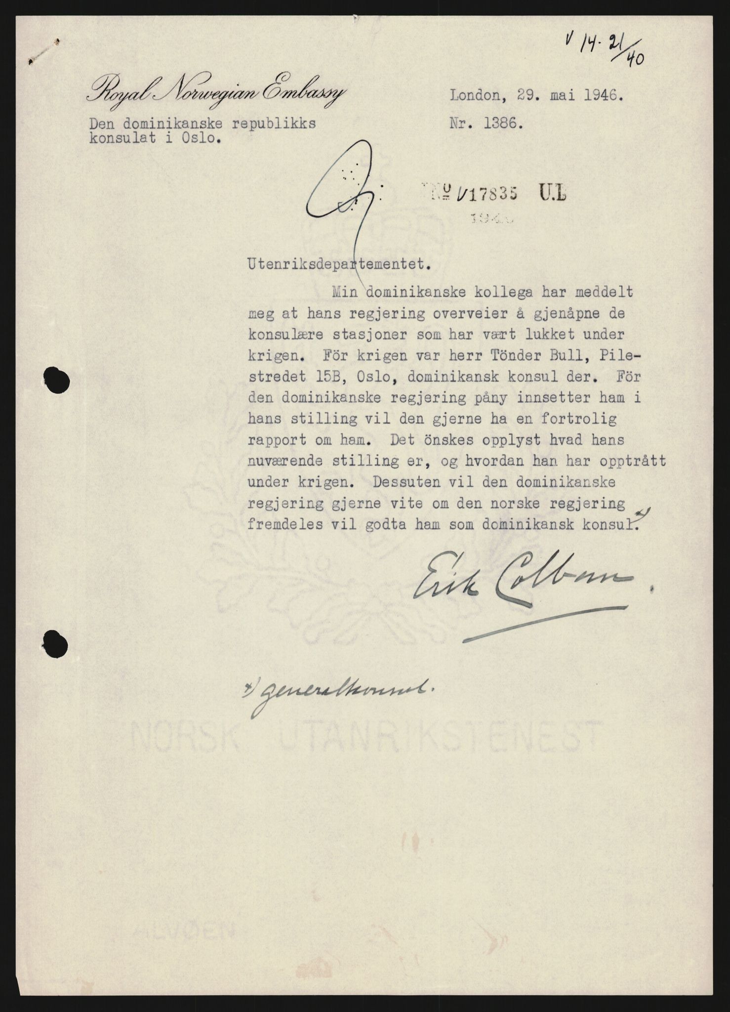 Utenriksdepartementet, AV/RA-S-2259, 1942-1946, p. 10