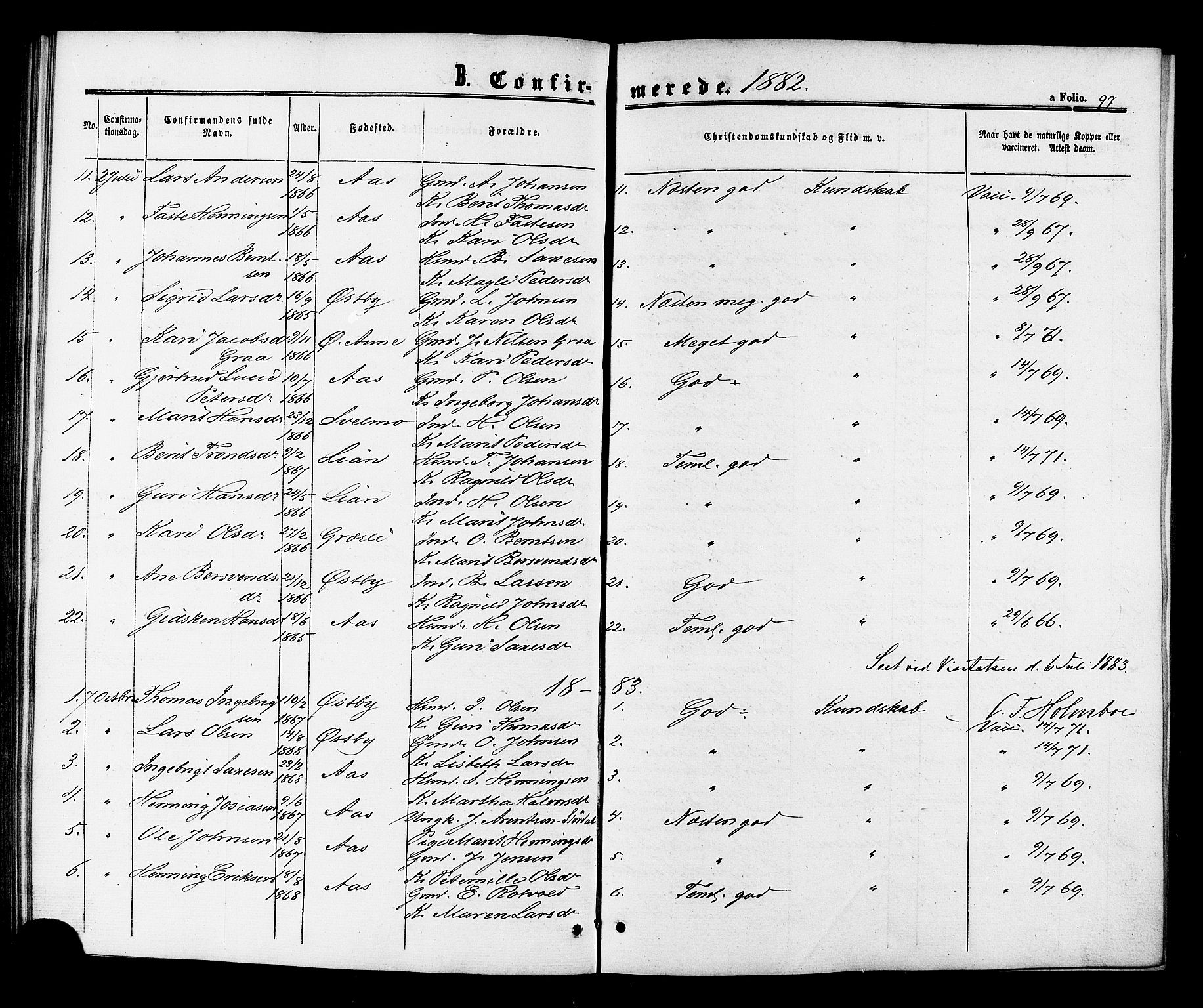Ministerialprotokoller, klokkerbøker og fødselsregistre - Sør-Trøndelag, SAT/A-1456/698/L1163: Parish register (official) no. 698A01, 1862-1887, p. 97