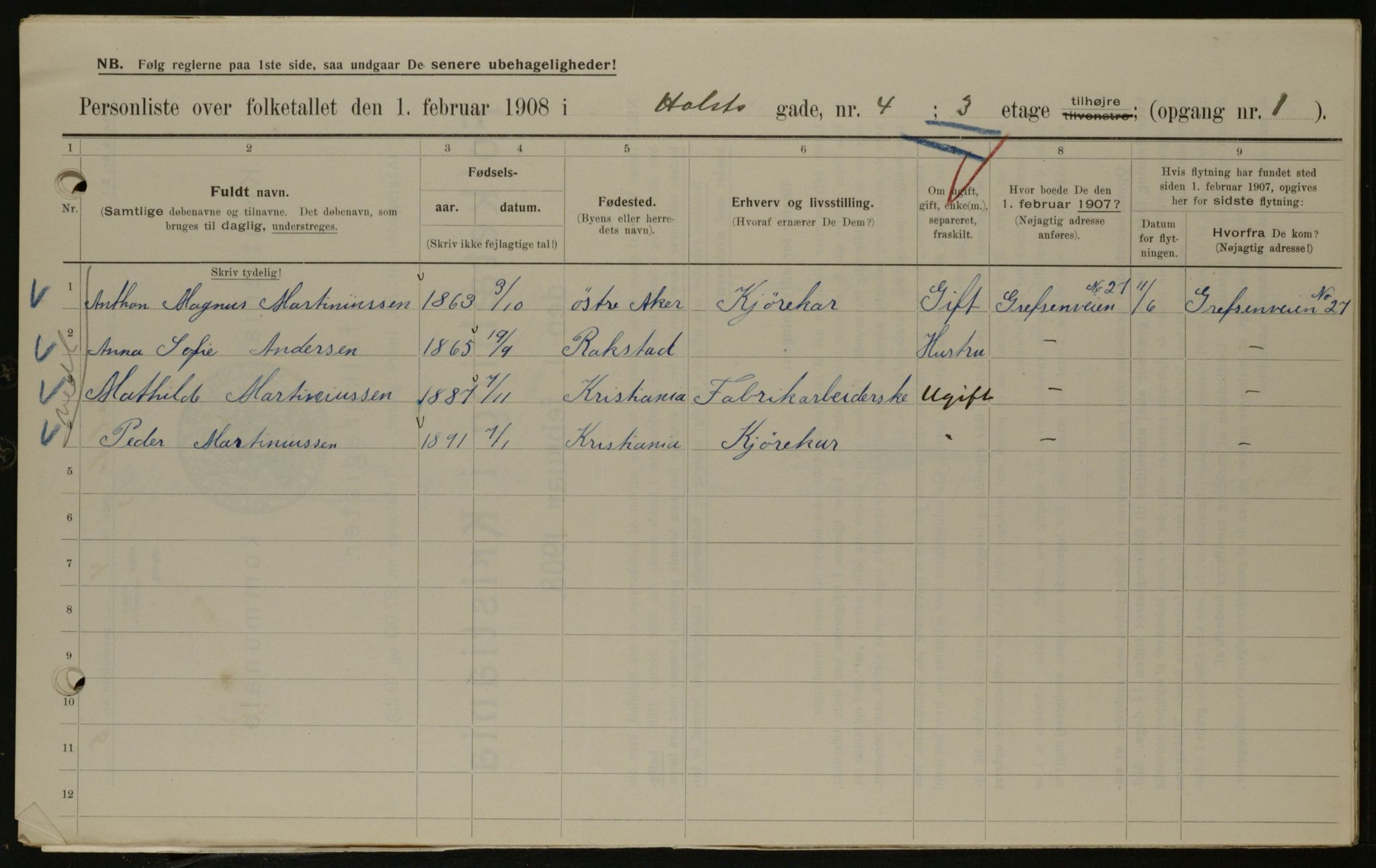 OBA, Municipal Census 1908 for Kristiania, 1908, p. 36860