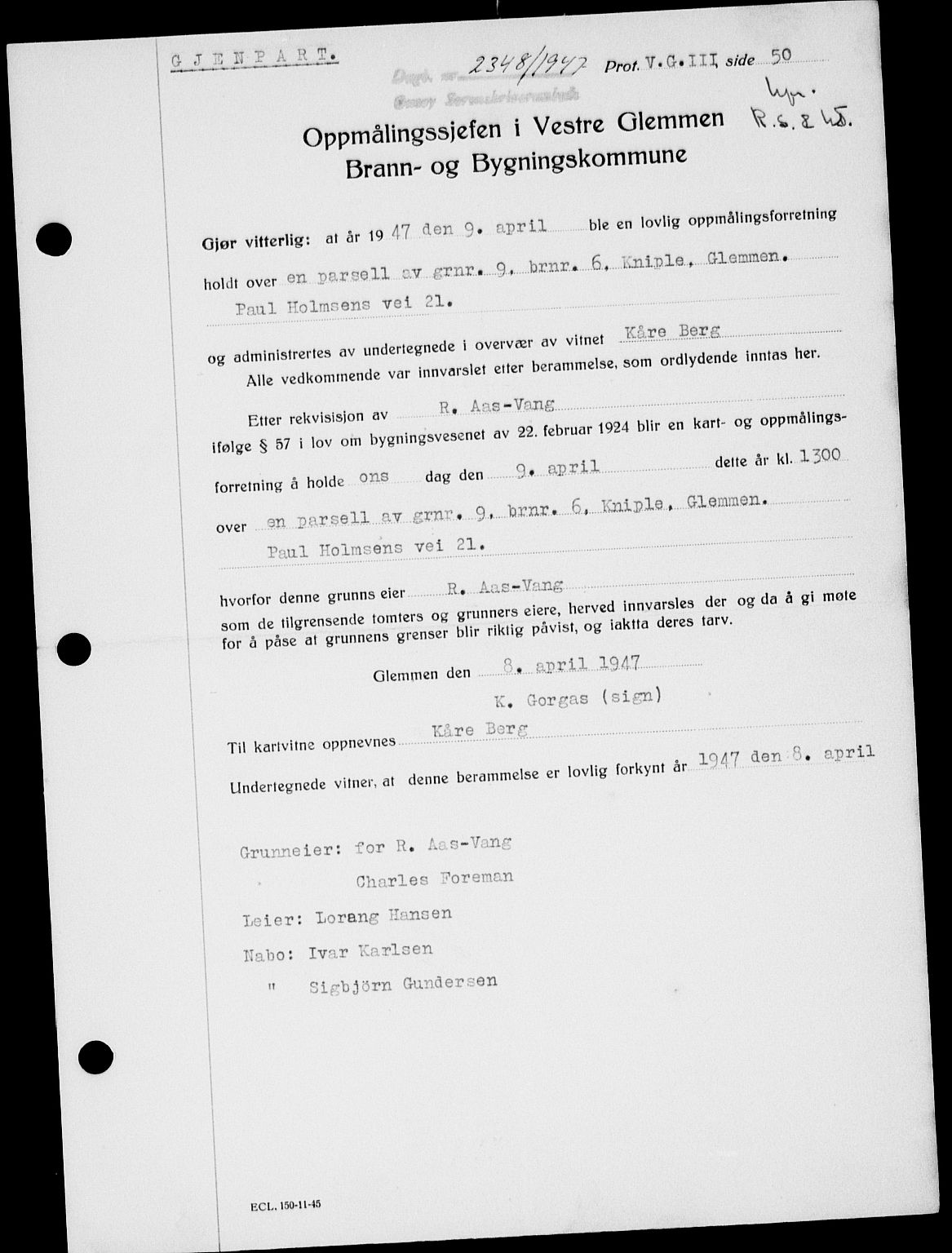 Onsøy sorenskriveri, SAO/A-10474/G/Ga/Gab/L0021: Mortgage book no. II A-21, 1947-1947, Diary no: : 2348/1947