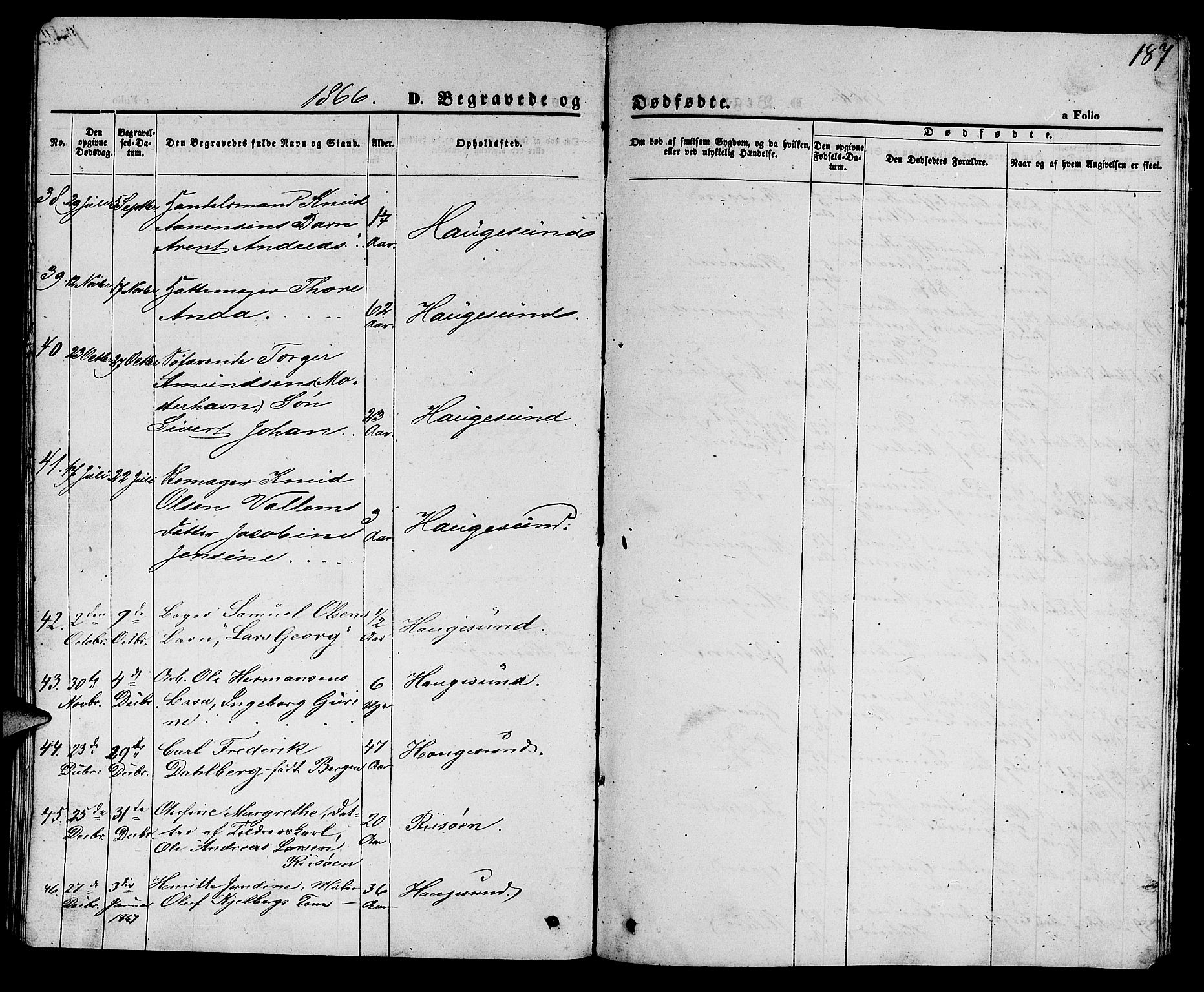 Torvastad sokneprestkontor, SAST/A -101857/H/Ha/Hab/L0006: Parish register (copy) no. B 6, 1858-1867, p. 187