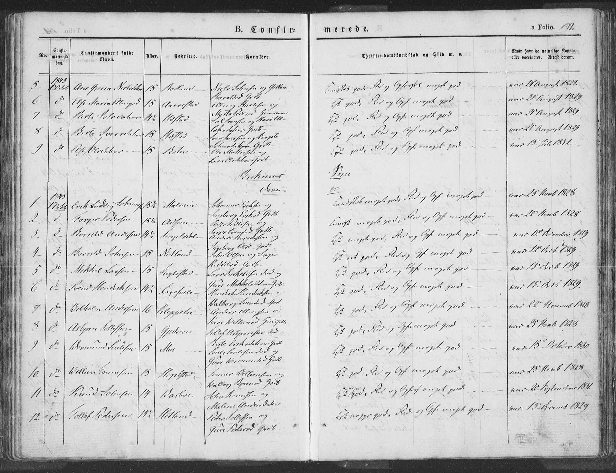 Helleland sokneprestkontor, SAST/A-101810: Parish register (official) no. A 6.1, 1834-1863, p. 192