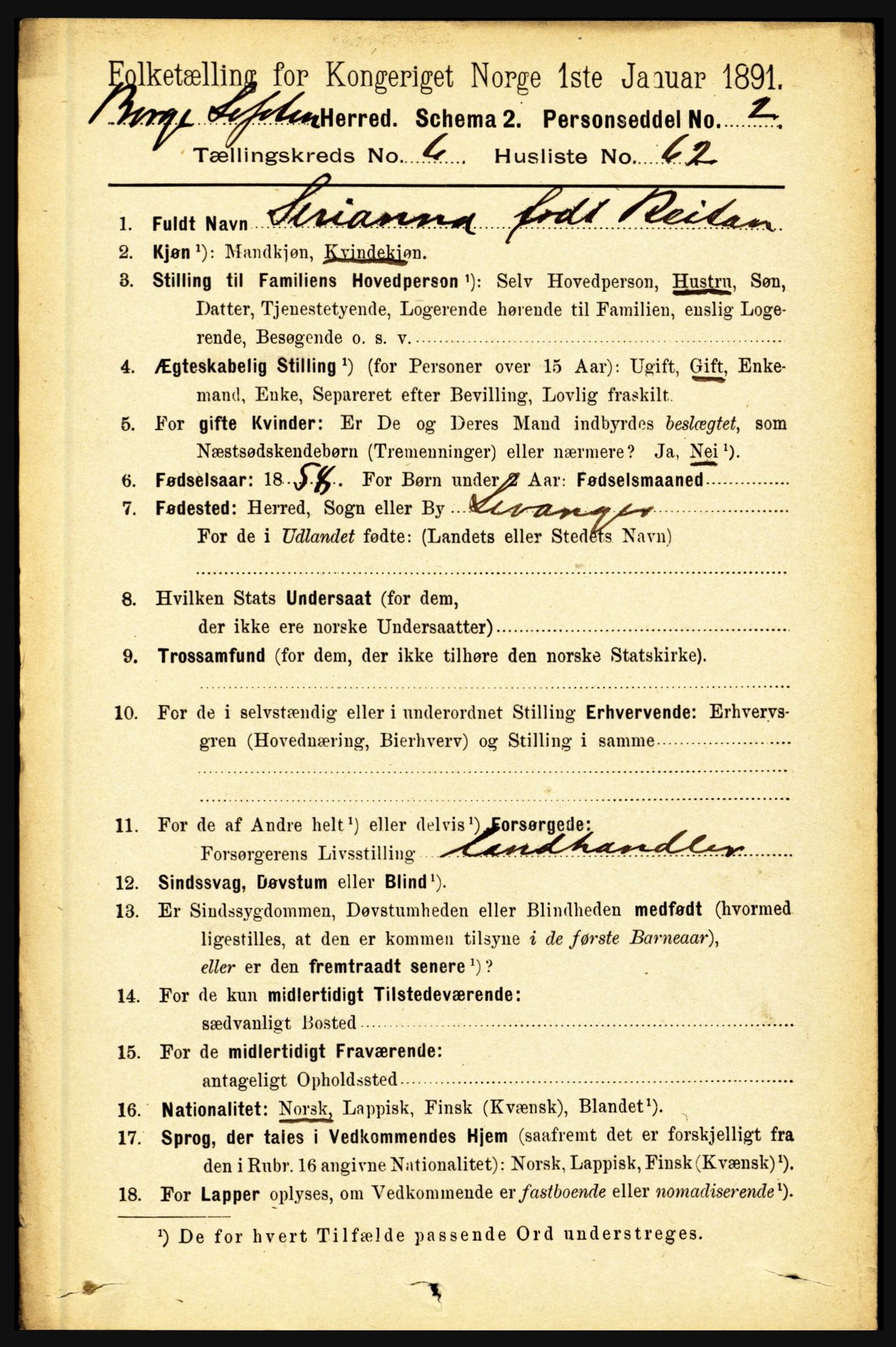 RA, 1891 census for 1862 Borge, 1891, p. 4363