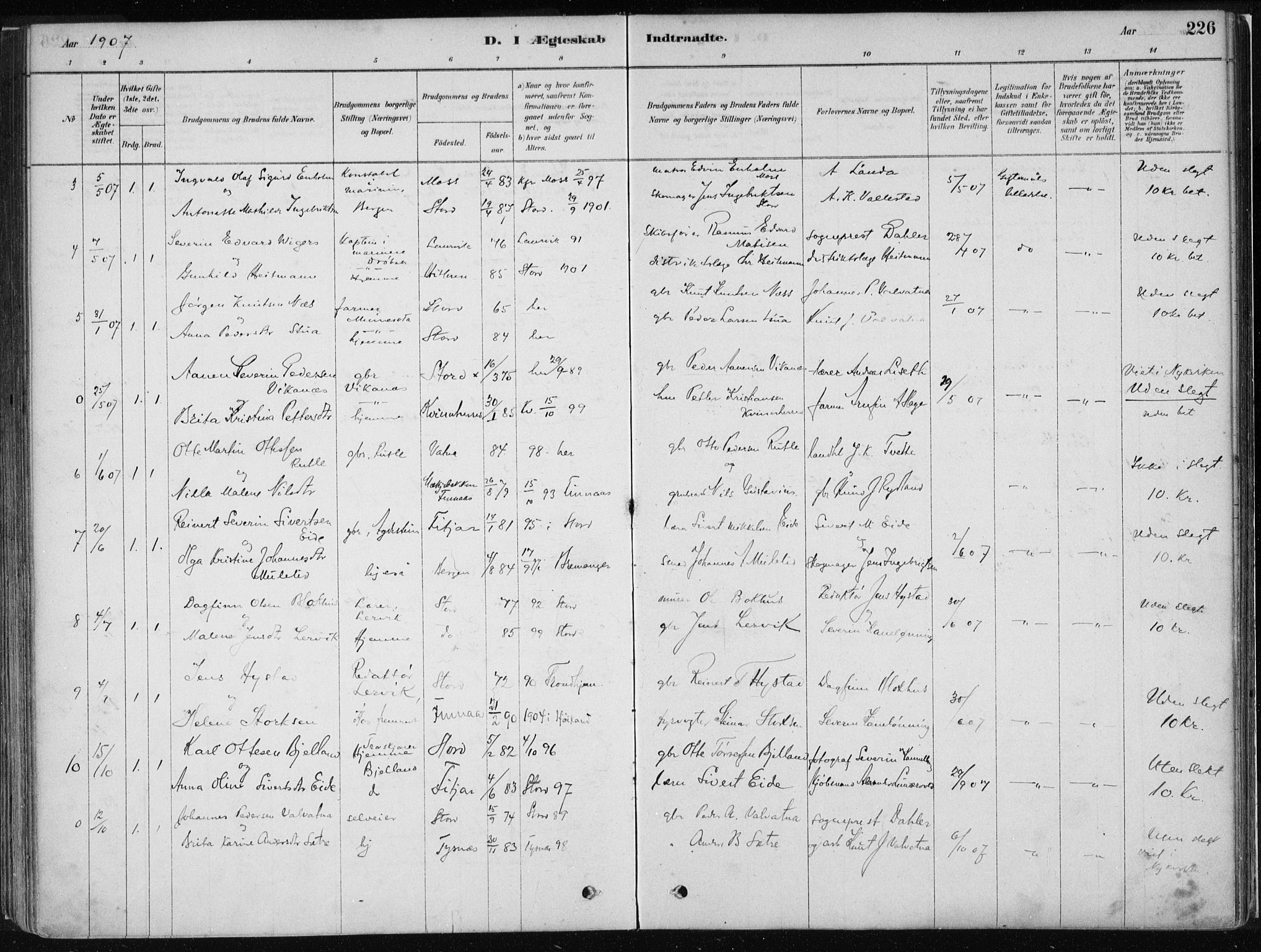 Stord sokneprestembete, SAB/A-78201/H/Haa: Parish register (official) no. B 2, 1878-1913, p. 226